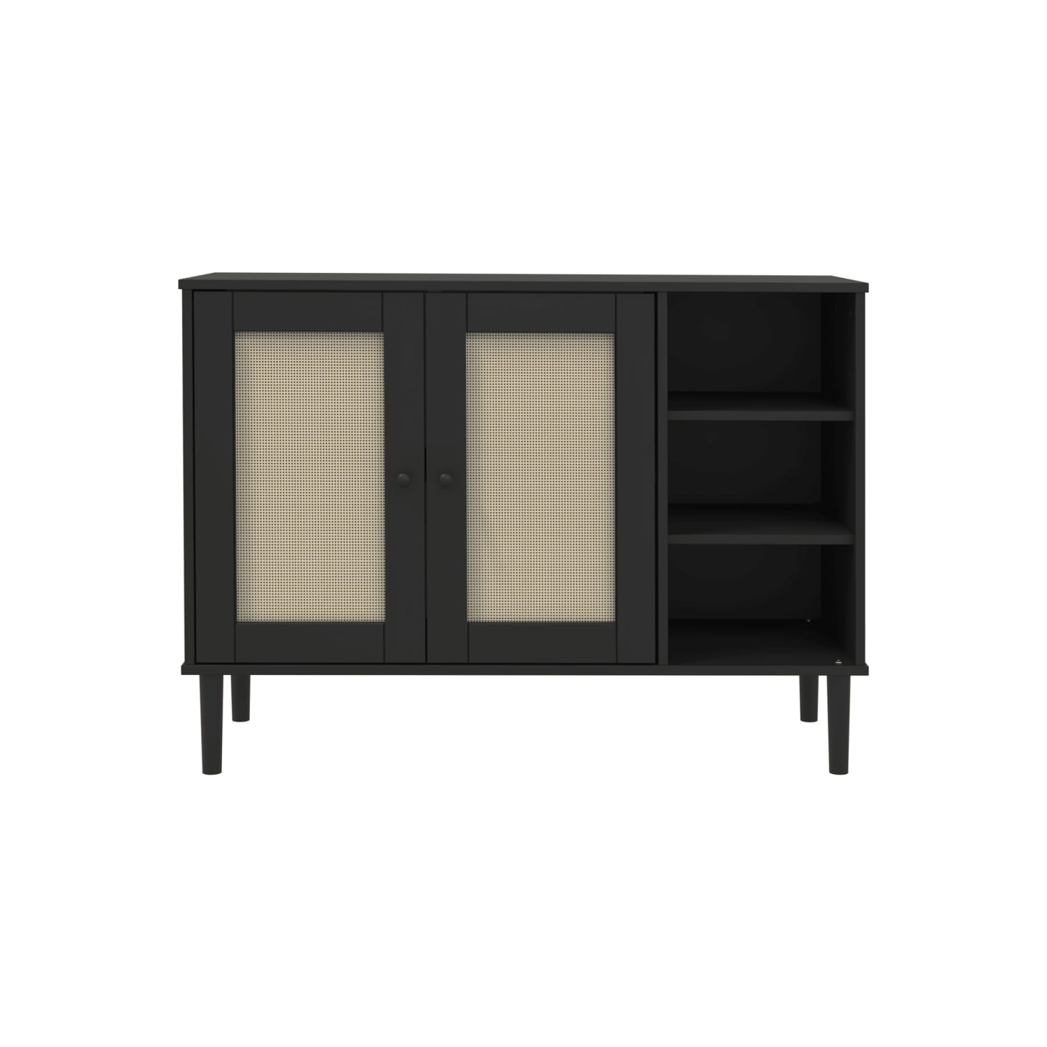 Surface de rangement SENJA Rattan noir 112 x 40 x 40 po 80&nbsp;cm Pin massif