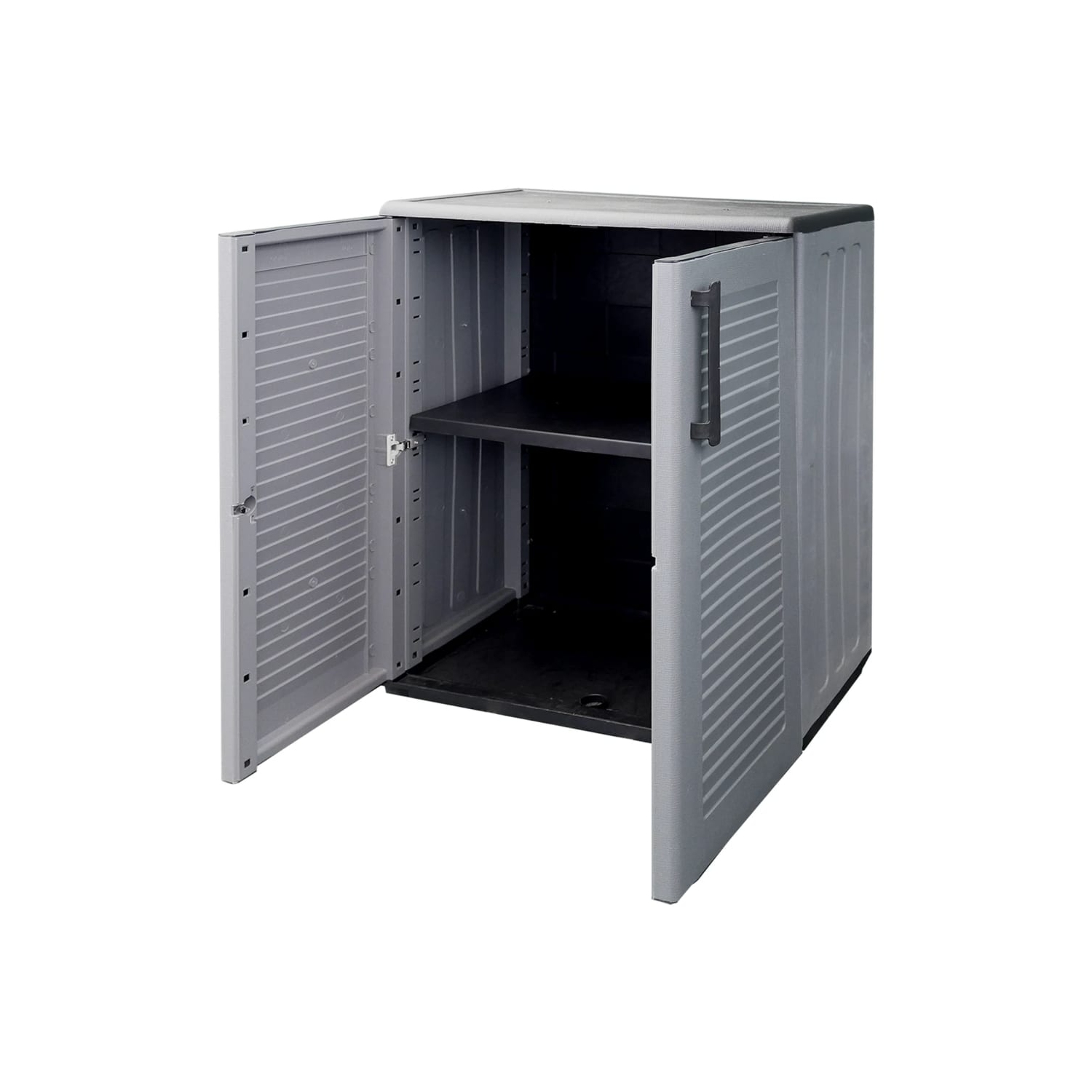 vidaXL Garden Storage Cabinet Grey and Black 68x37x84 cm PP