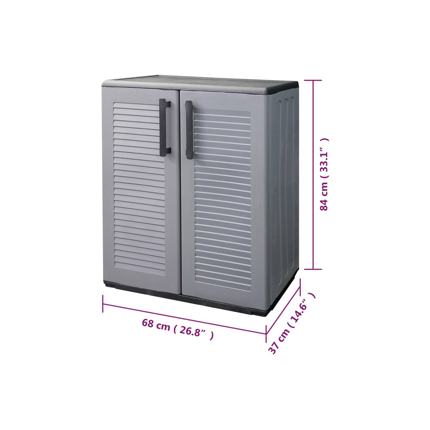 vidaXL Garden Storage Cabinet Grey and Black 68x37x84 cm PP