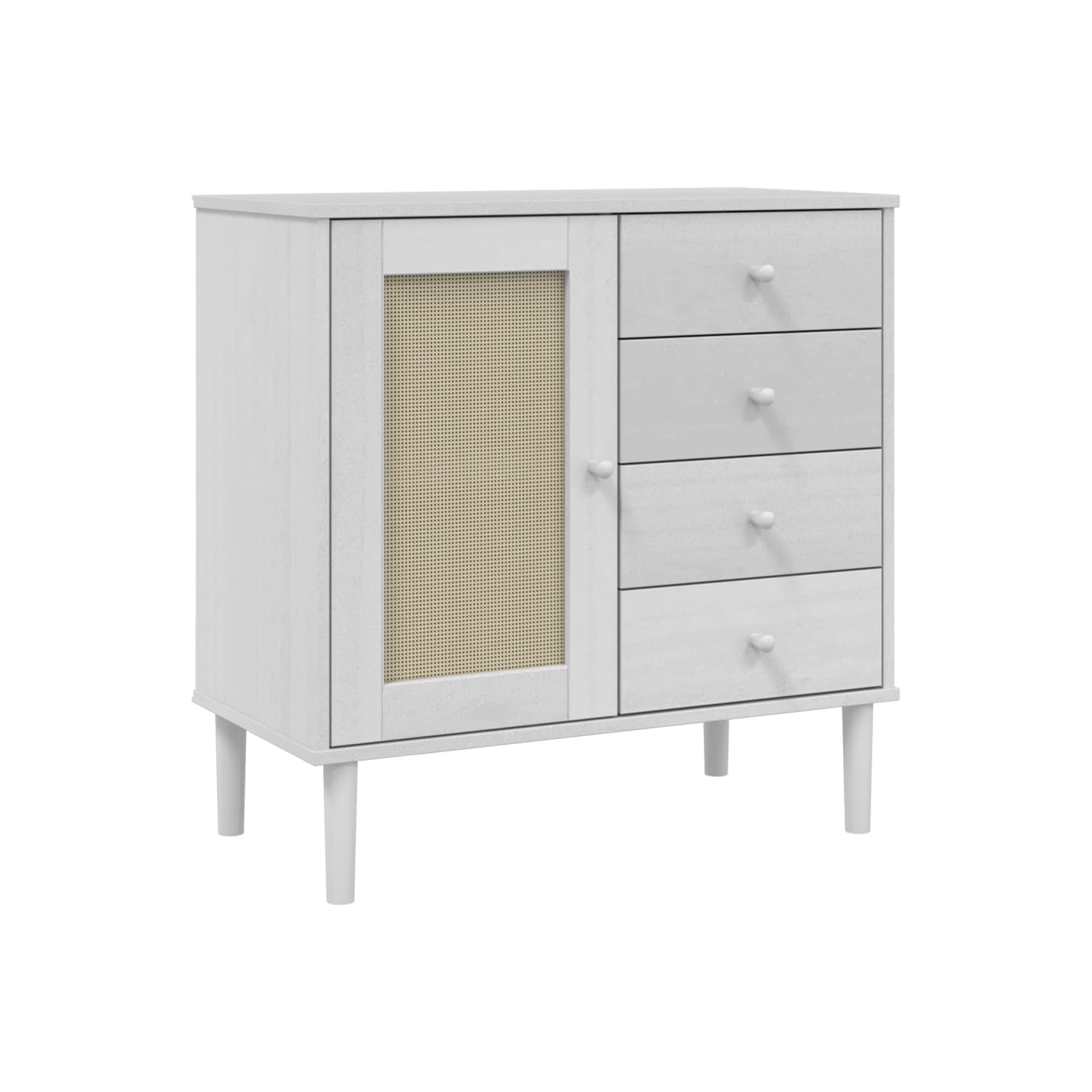 vidaXL Sideboard SENJA Rattan Look White 80x40x80 cm Solid Wood Pine