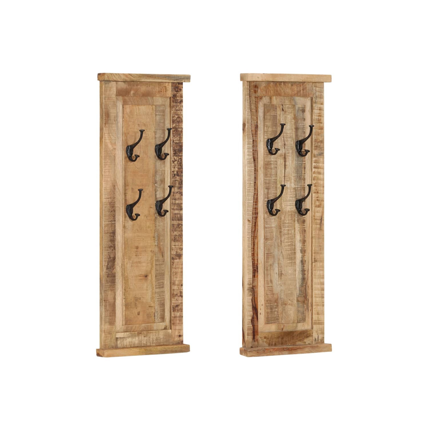 VidaXL portemanteaux 2 pièces en bois massif mangue 38 x 100&nbsp;cm