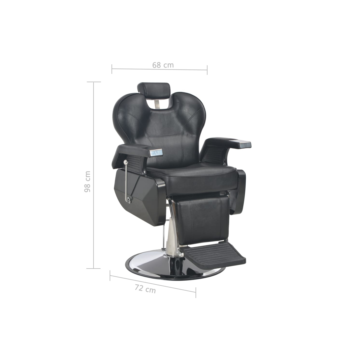vidaXL Barber Chair Black 72x68x98 cm Faux Leather