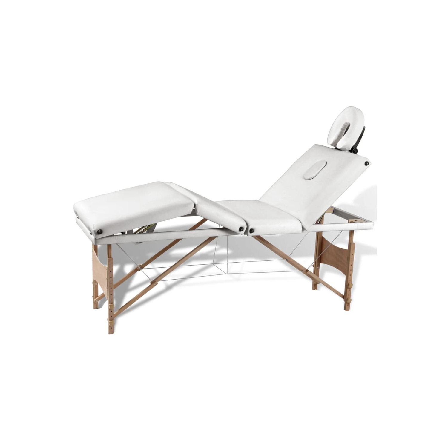 vidaXL Cream White Foldable Massage Table 4 Zones with Wooden Frame