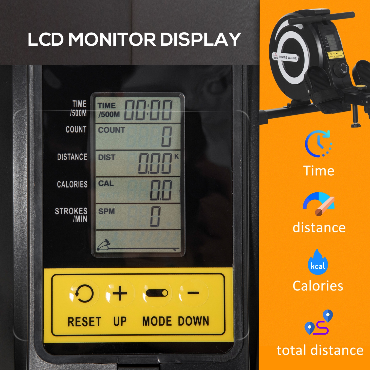 Rameur magnétique à résistance réglable de Soozier avec moniteur numérique ACL Santé corporelle complète et mise en forme pour la maison