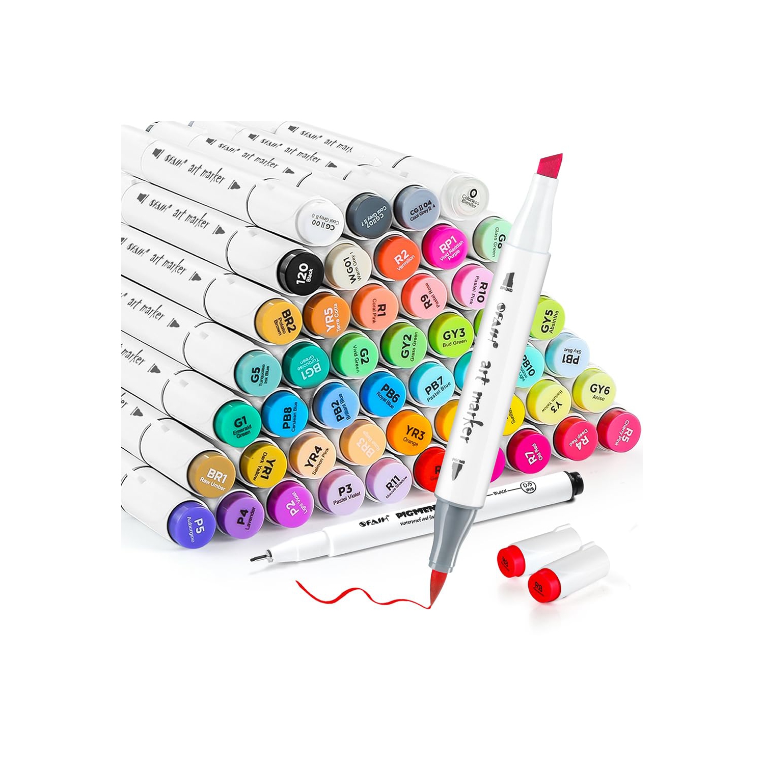 Colorful Creations Brush Tip Alcohol Markers - 49 Vibrant Dual Tip Art Markers for Coloring, Sketching, and Illustration