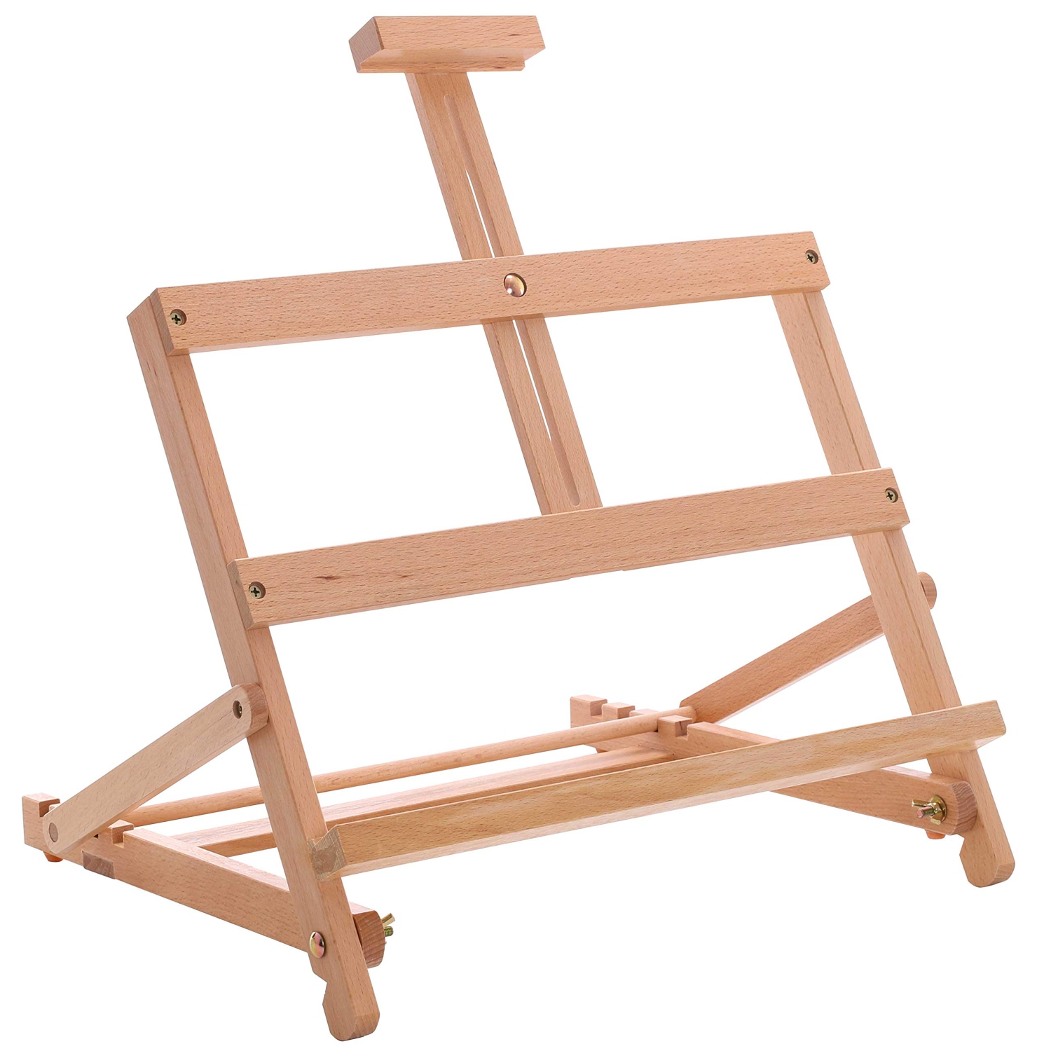 Beechwood Studio Easel - Portable Small Laptop Wooden H-Frame, Adjustable Tabletop Holder Stand for Artists, Ideal for Painting and Display, Holds Up To 19" Canvas, Sturdy Table De