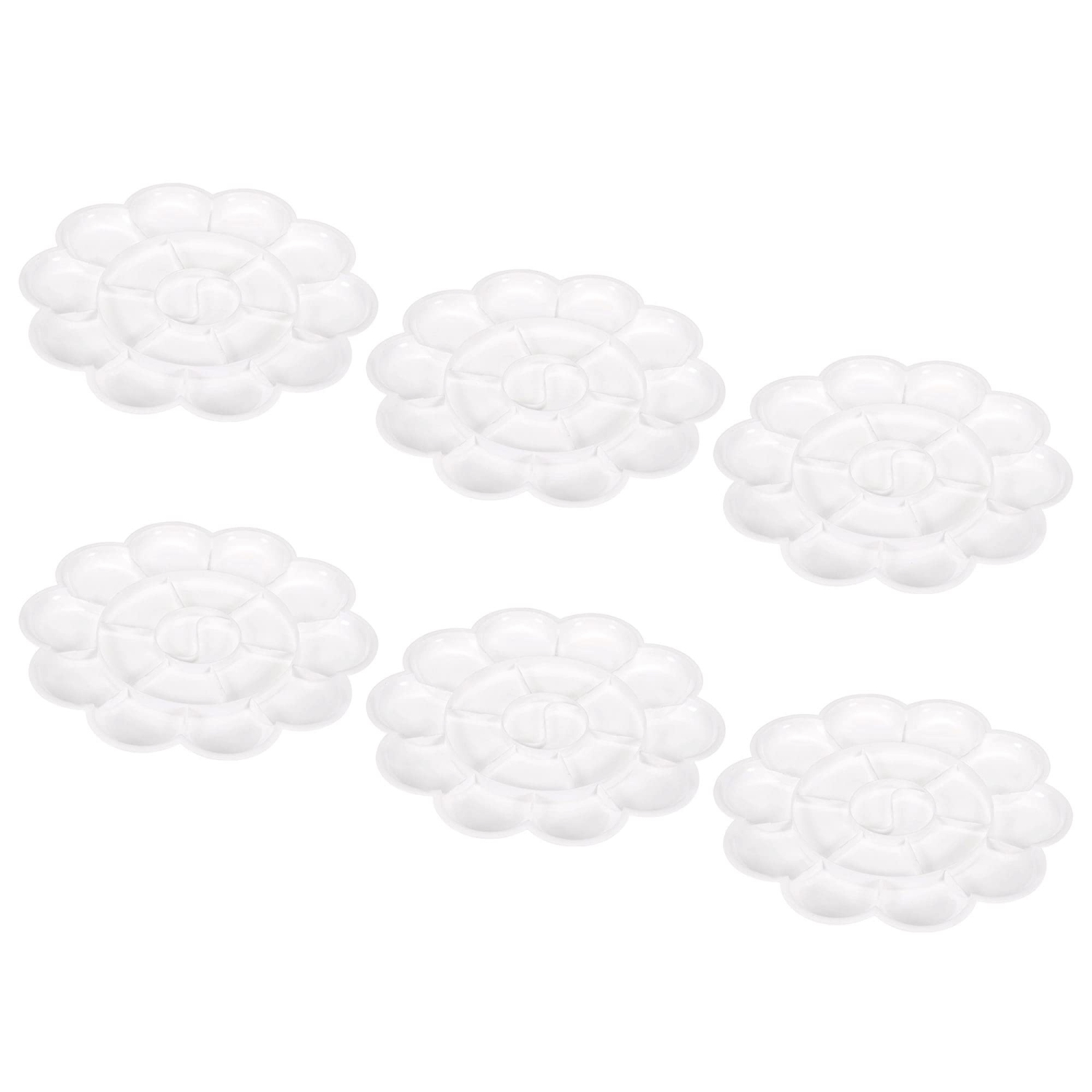 Flower Palette - 18 Wells Acrylic Paint Palette, 6 Pack Painting Pallet Holder for Art Supplies, White