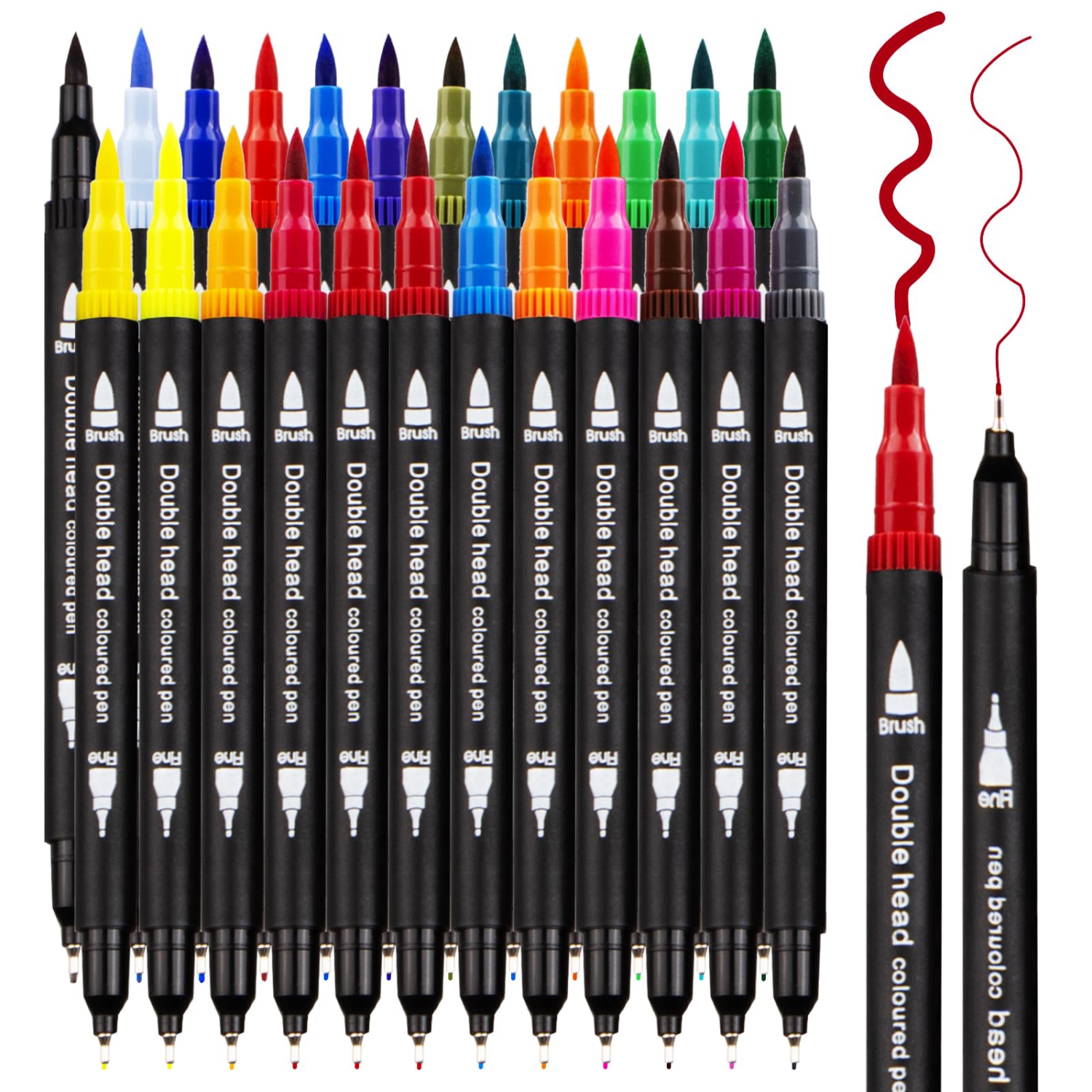 Colorful Creations: Dual Tip Art Markers - Set of 24 Fine and Brush Pens for Painting, Coloring, Sketching - Ideal for Kids, Adults, and Artists
