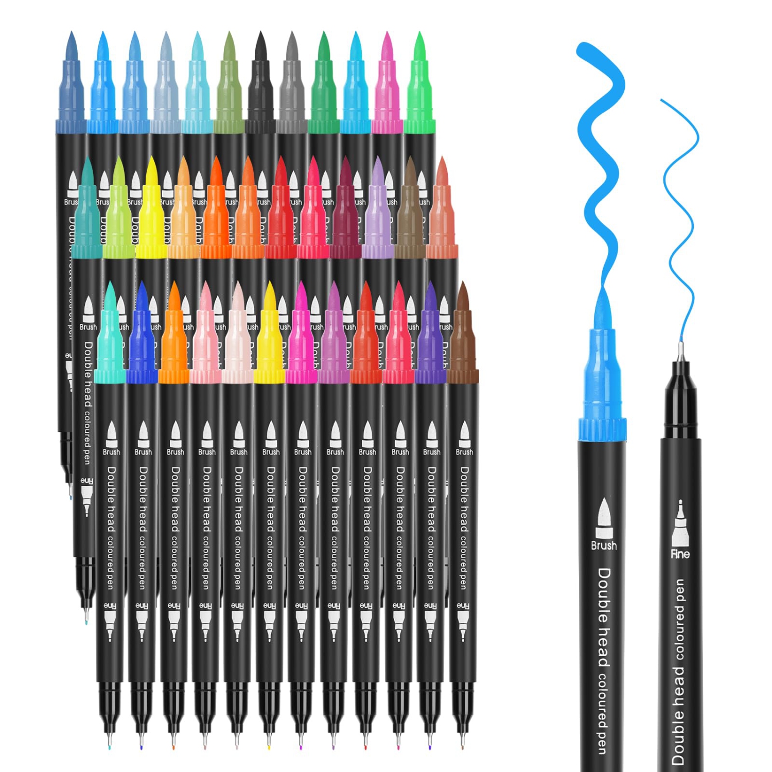 ColorBlend Dual Brush Marker Pens - 36 Vibrant Colors, Fine Point and Brush Tip - Perfect for Adult Coloring, Journaling, and Art Projects - DHMP36