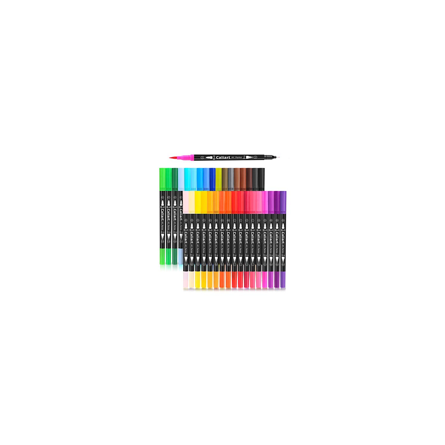 Colorful Creations: 34 Dual-Tip Brush Pens - Perfect for Artists, Kids, and Journaling. Enhance your Art, Craft, and Calligraphy with Fine Brush Pen Markers.