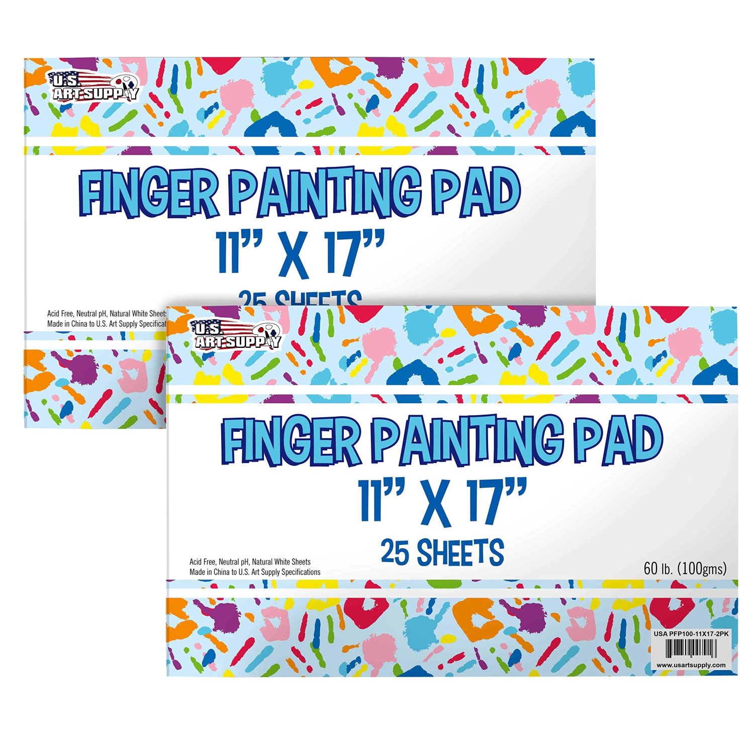 "Artistic Adventures Painting Paper Pad - 11" x 17" (Pack of 2) - 25 Sheets Each - 60lb 100gsm - Acid-Free Coated Sheets - Perfect for Kids Learning to Paint, Draw, Craft, and Crea