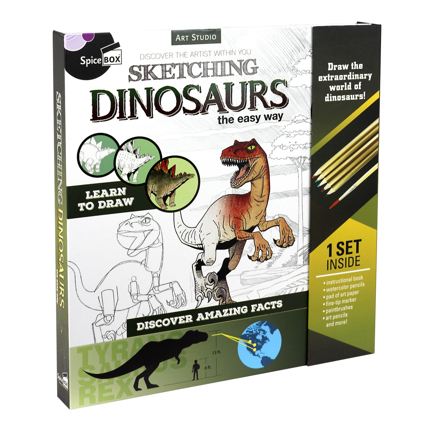 DinoSketch: Fun and Educational Dinosaur Drawing Kit for Kids, Teens, and Tweens - Learn to Draw Books with Complete Sketching Supplies - Inspire Creativity with this Art Hobby Kit