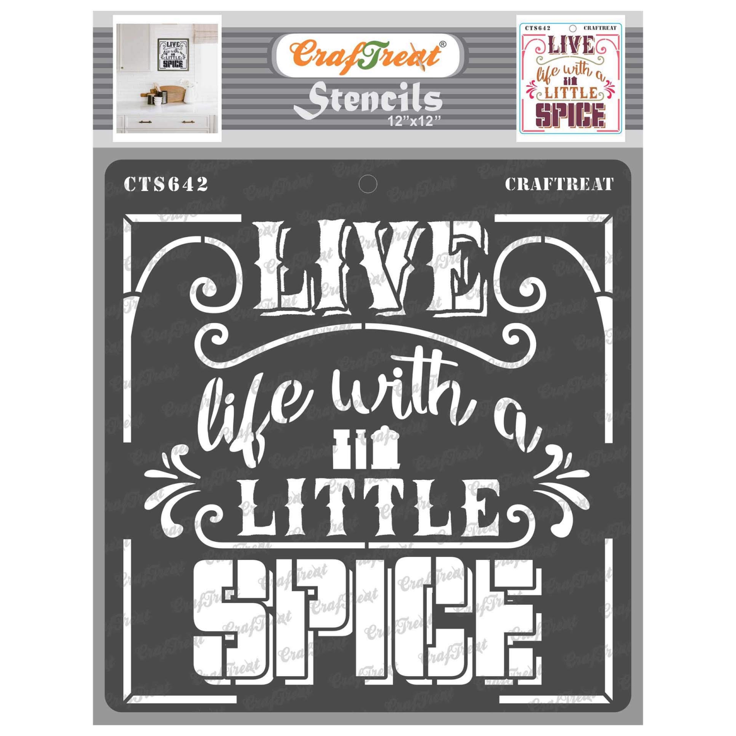 Spice up your Home with Spicy Life Kitchen Art Stencils - DIY Home Decor Stencils for Painting on Wood, 12X12 inches, featuring Inspiring Quotes