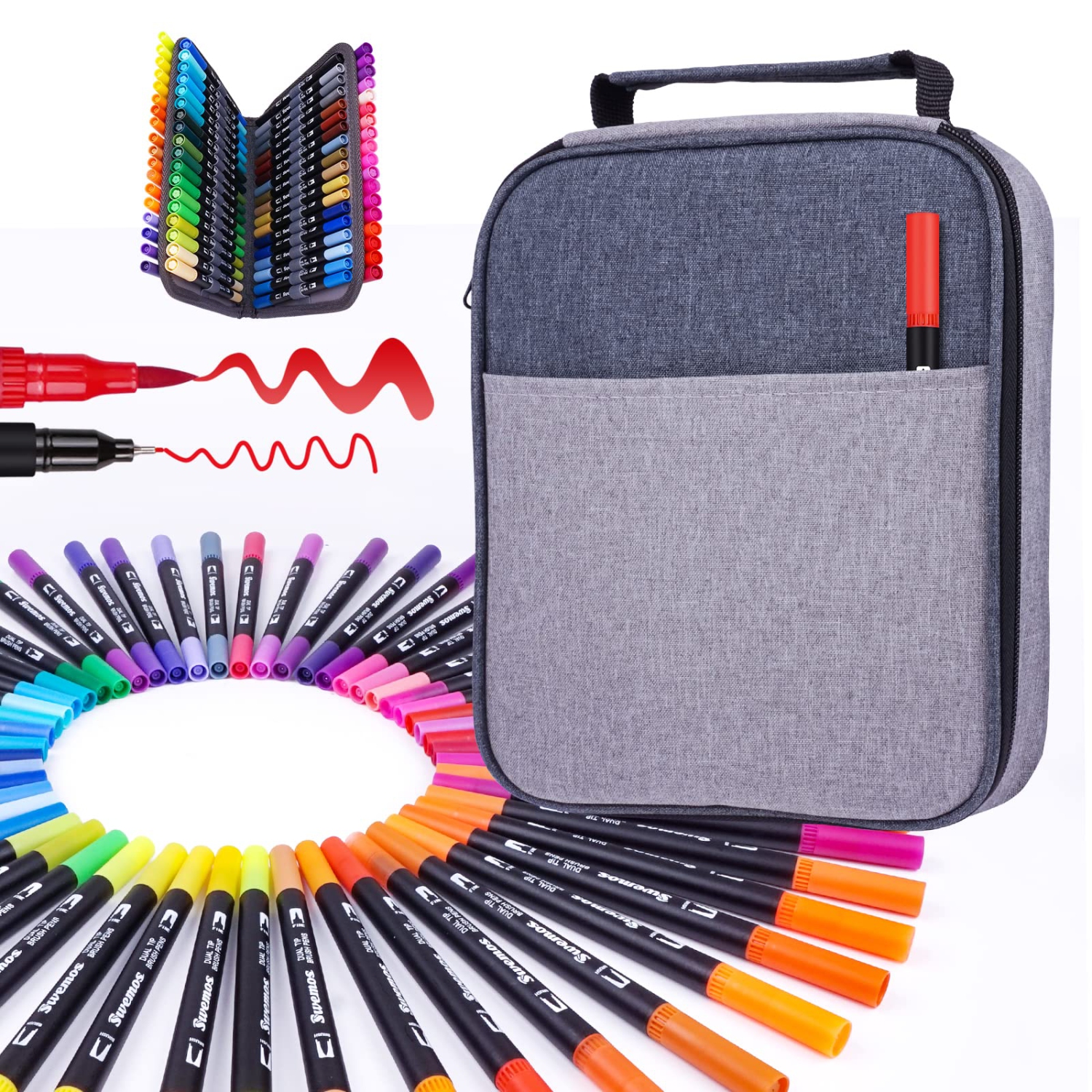 Colorful Creations: 72 Dual Tip Brush Markers Set for Adult Coloring Book, Fine Point Art Pens for Kids, Artists, and Journaling - Complete Art Supplies Kit with Portable Case