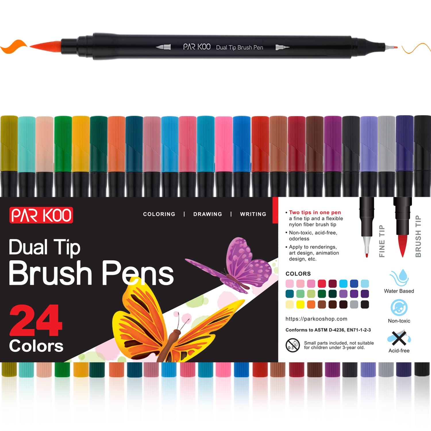 Colorful Creations: 24 Dual Brush Art Markers for Adult Coloring Books, Fine Tip Artist Colored Marker Set for Journaling, Planning, and Note Taking