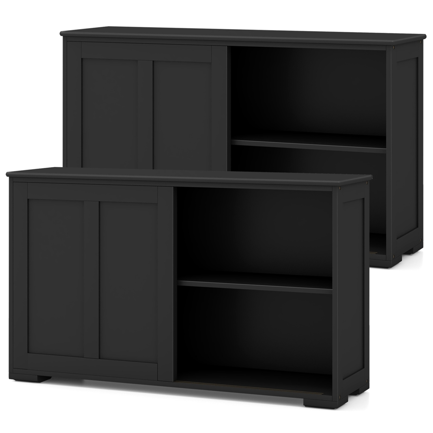 Costway Stackable Buffet Sideboard Set of 2 with Sliding Doors & Adjustable Shelf