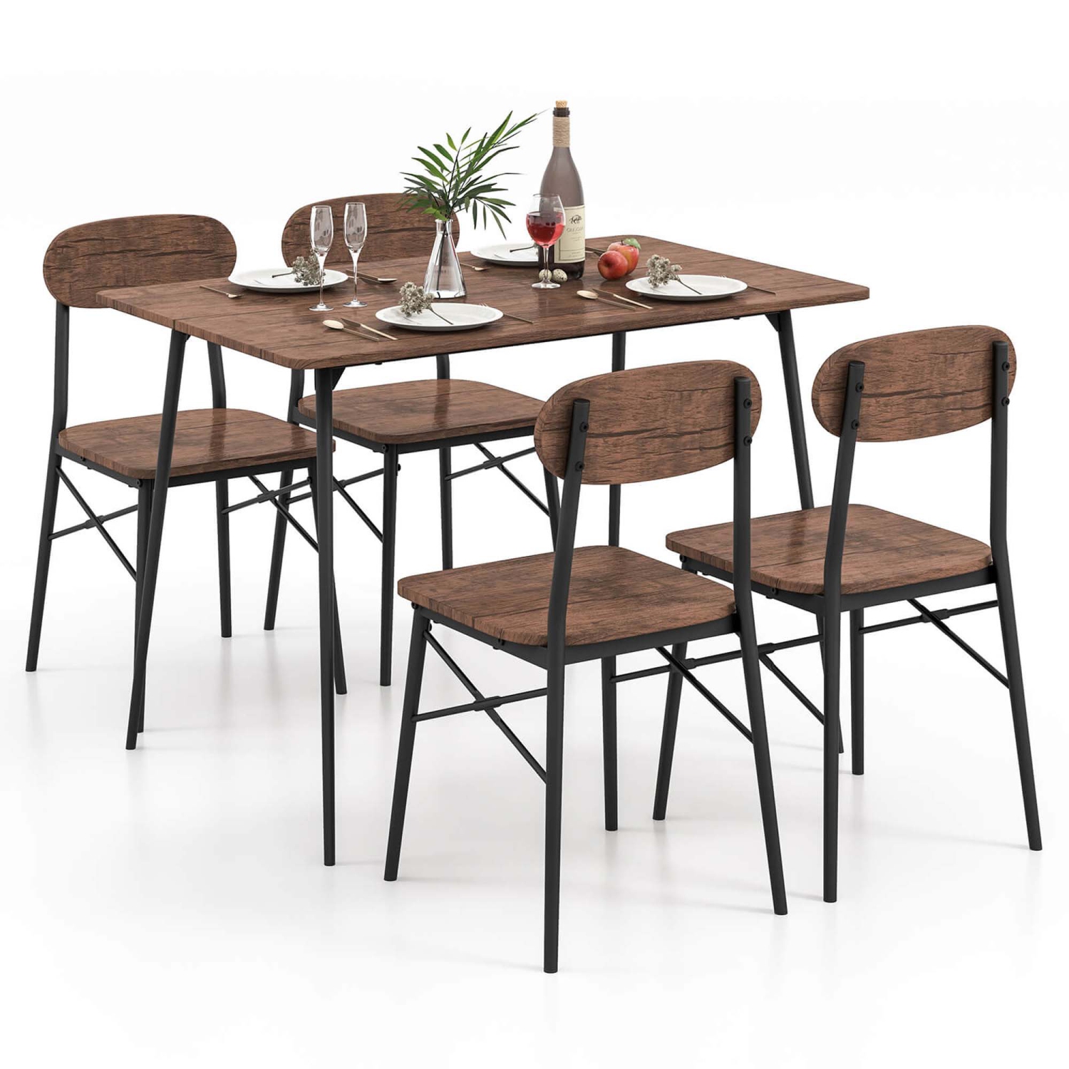 Costway 5-Piece Dining Table Set for 4 Modern Kitchen Dining Room Furniture Set