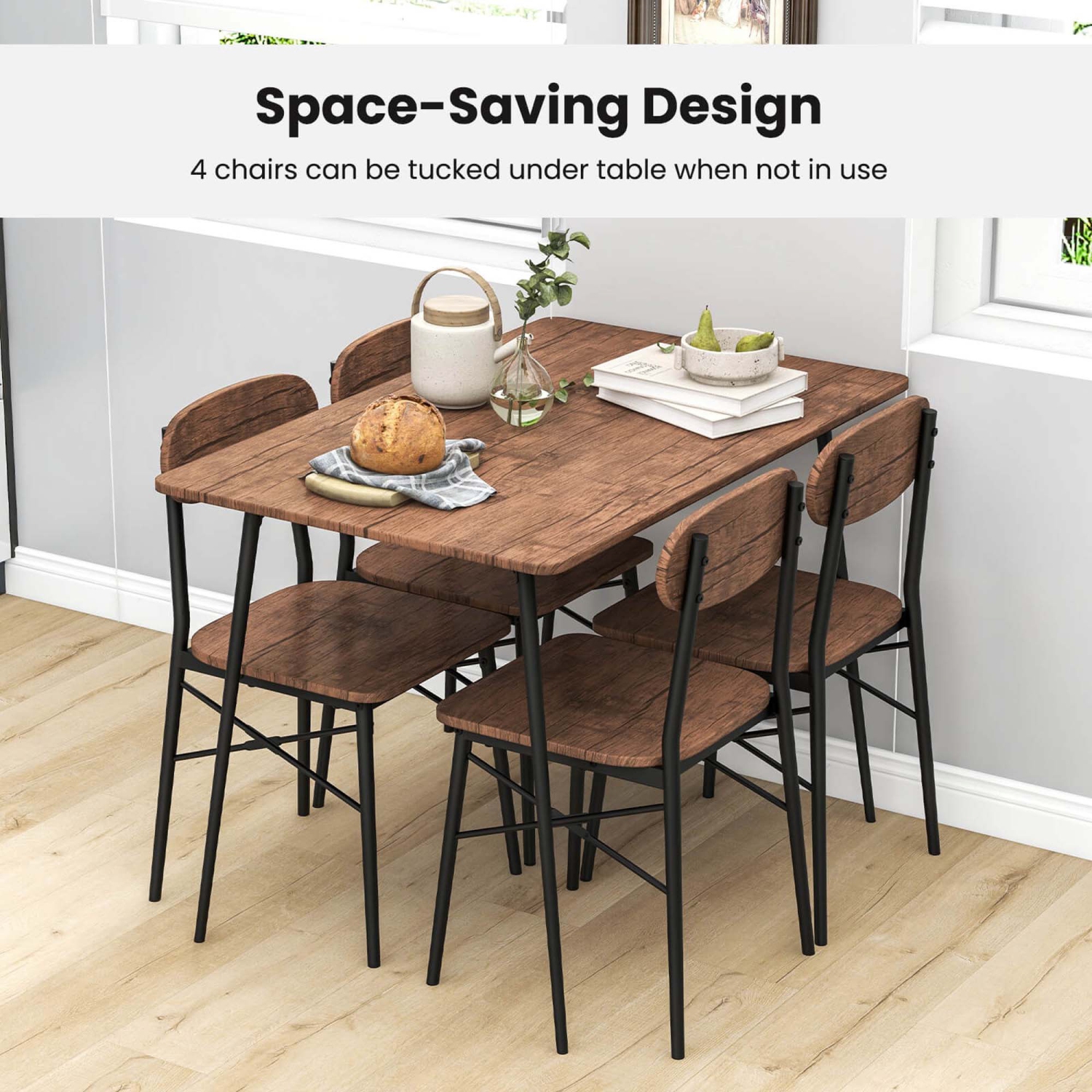 Costway 5-Piece Dining Table Set for 4 Modern Kitchen Dining Room Furniture Set