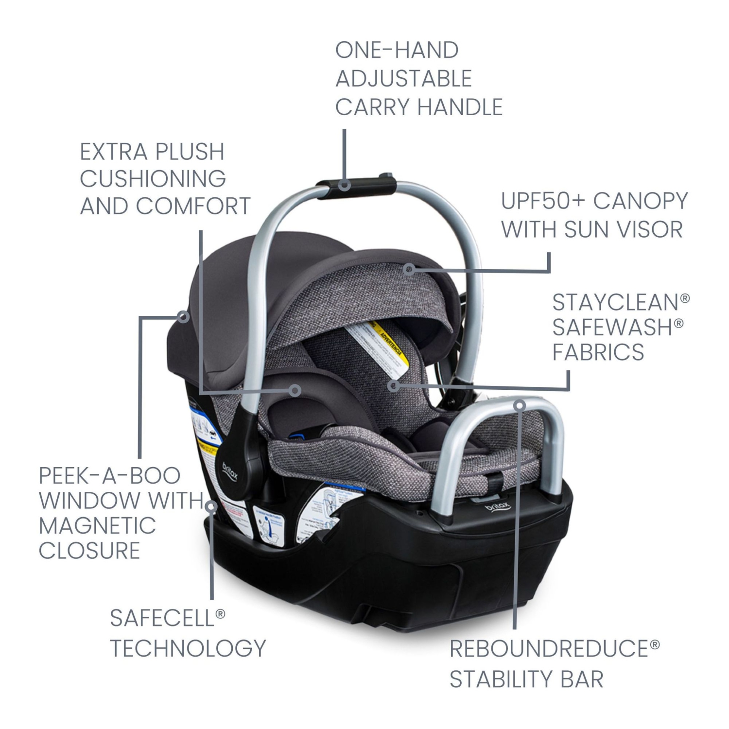 Britax Willow SC Infant Car Seat with Alpine Base - Pindot Stone