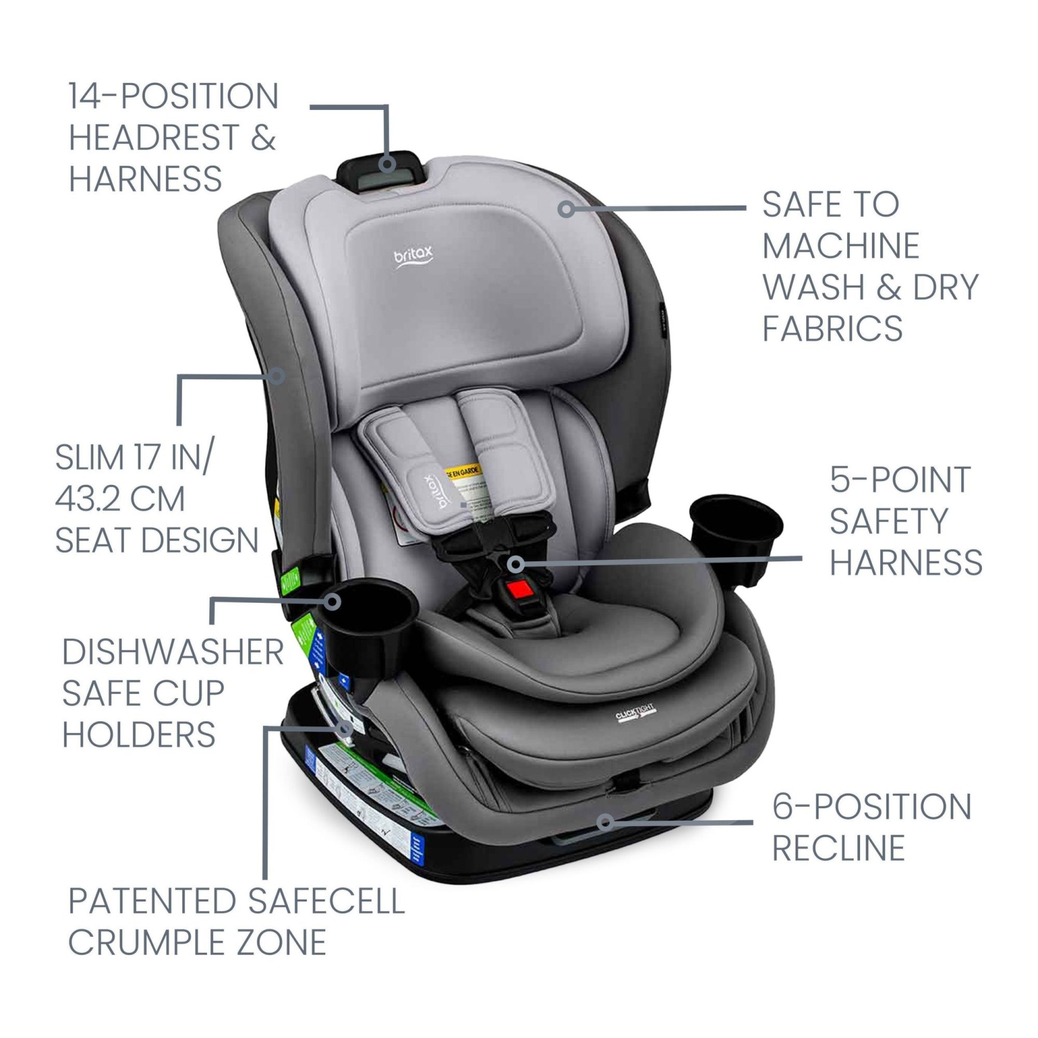 Britax Poplar Convertible Car Seat - Glacier Graphite