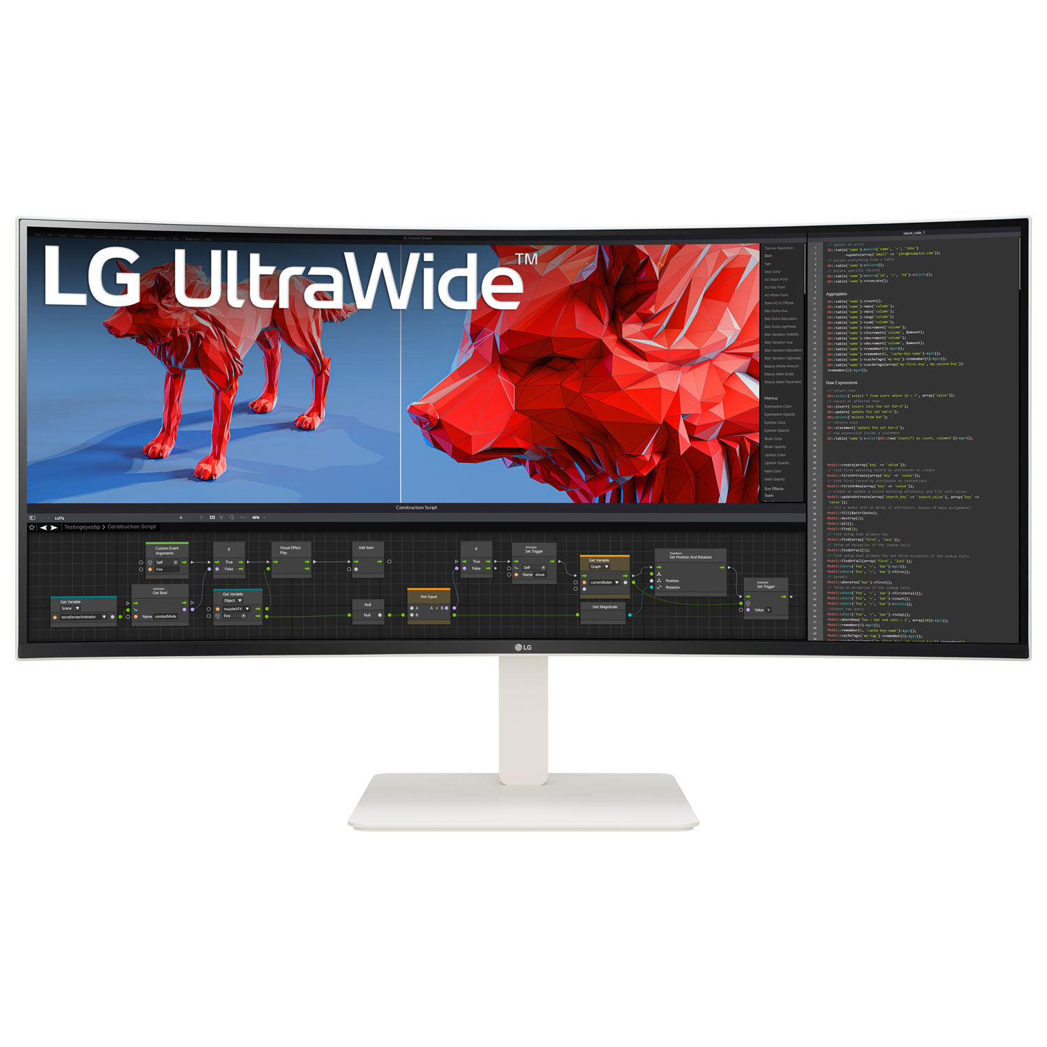 LG 38" WQHD 144Hz 1ms GTG Curved IPS LCD G-Sync FreeSync Gaming Monitor (38WR85QC-W) - White