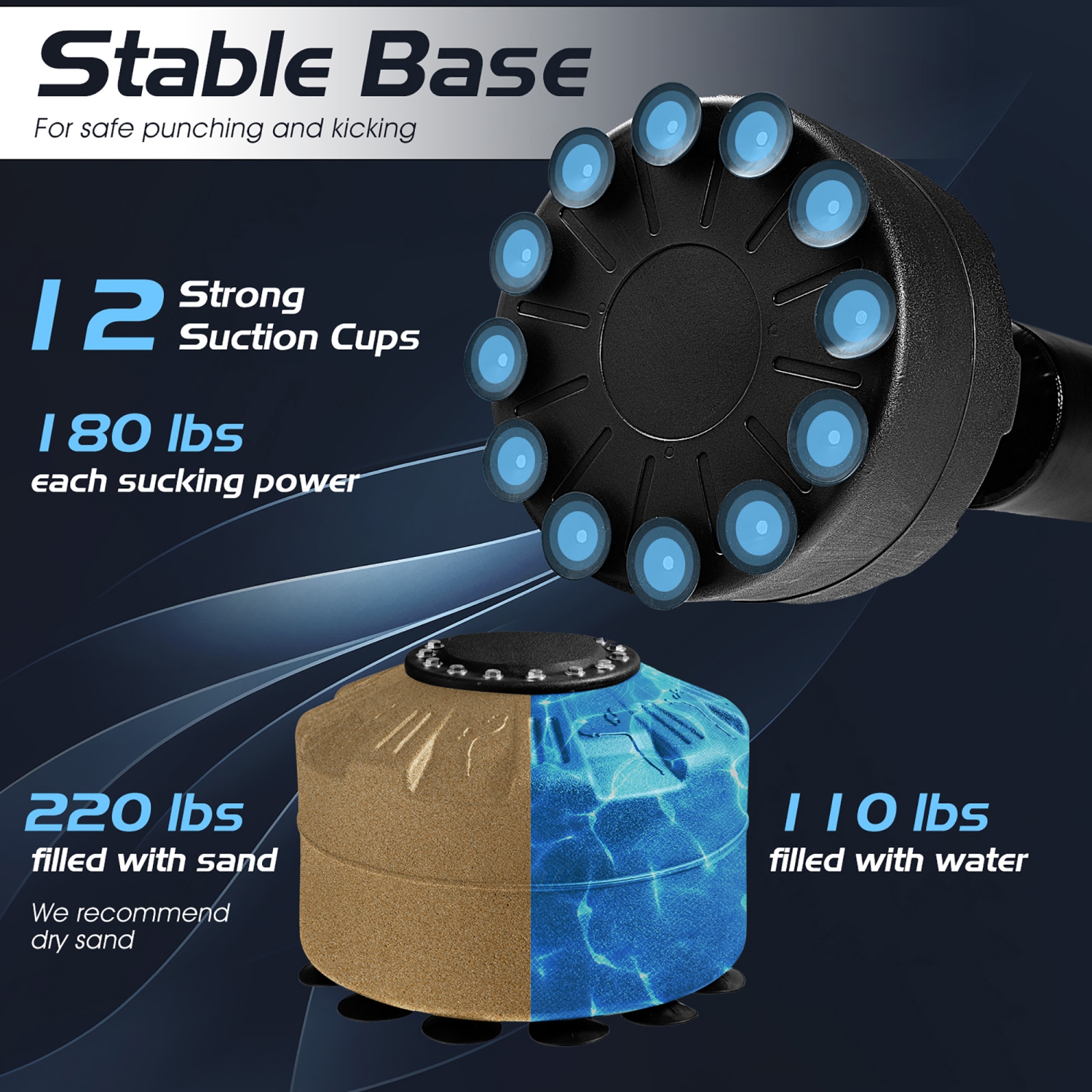 Goplus 70" 220Lbs Freestanding Punching Boxing Bag w/12 Suction Cup Base Shock Absorber