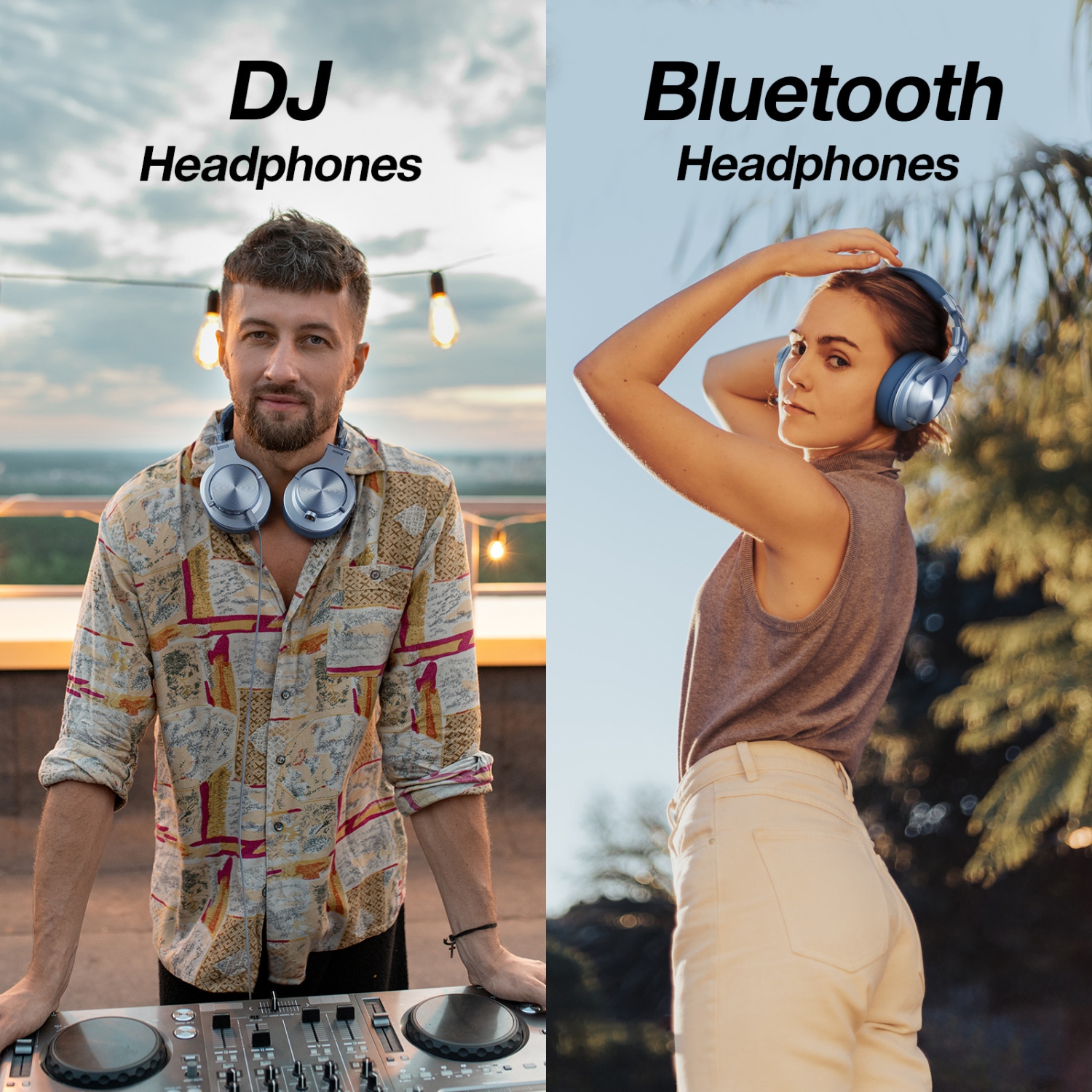 OneOdio A70 Bluetooth Wireless Bluetooth Over Ear and On-Ear Headphones with Deepbass Sound，72H Playtime,Hi-Res,Wired Audio Jack 3.5mm/6.35mm- Sky