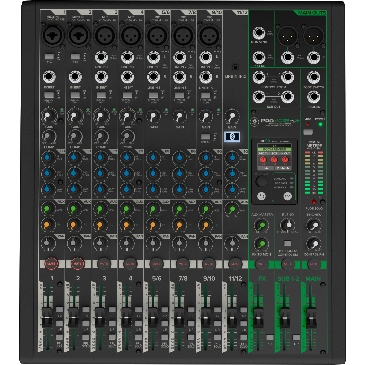 Mackie ProFX12v3+ 12-Channel Professional Effects Mixer with Bluetooth