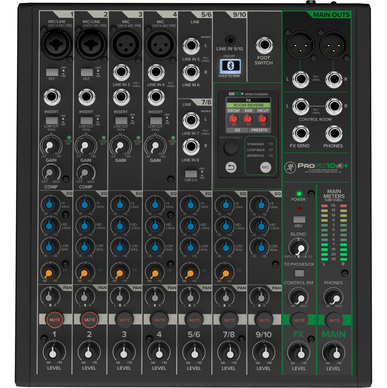 Mackie ProFX10v3+ 10-Channel Professional Effects Mixer with Bluetooth