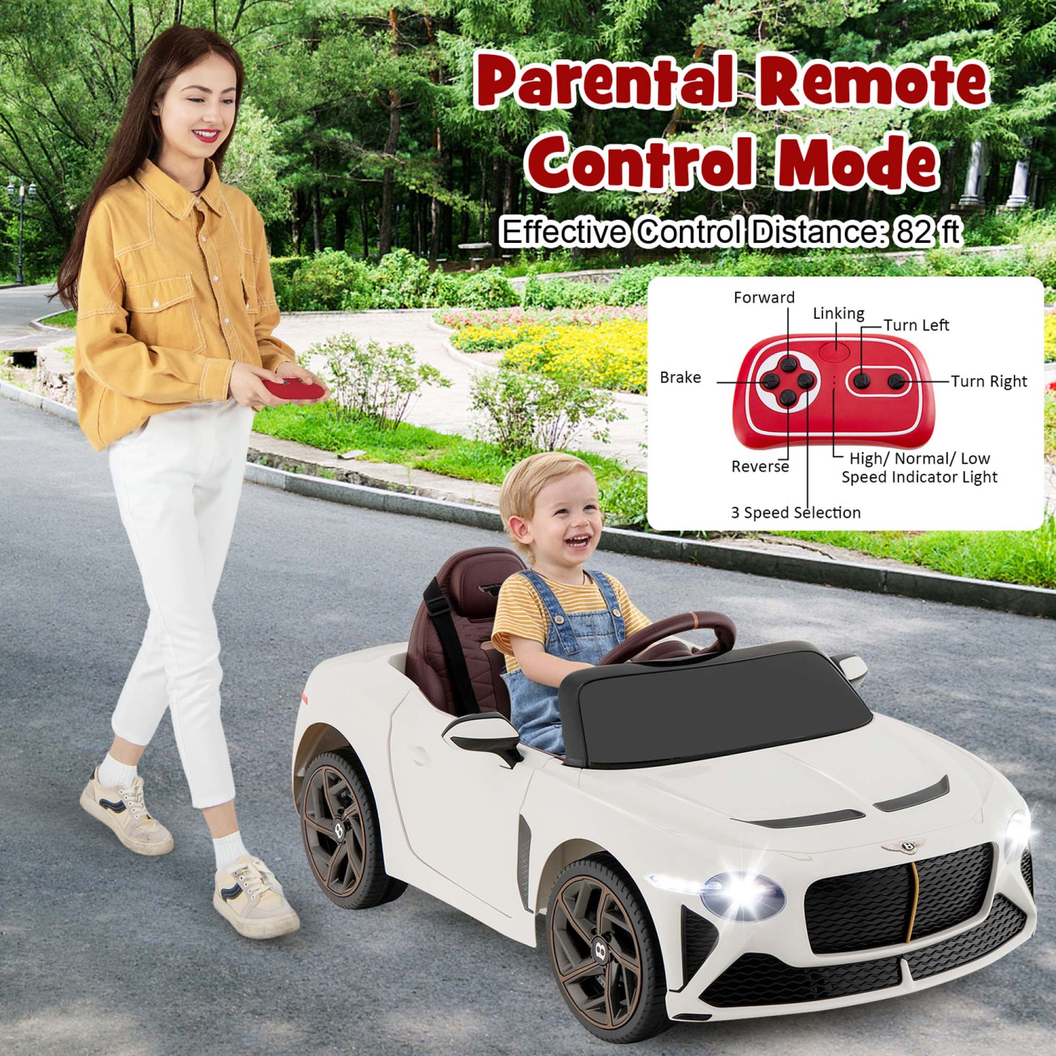 Jouet porteur électrique pour enfants Bentley Bacalar 12&nbsp;V de Costway sous licence avec télécommande
