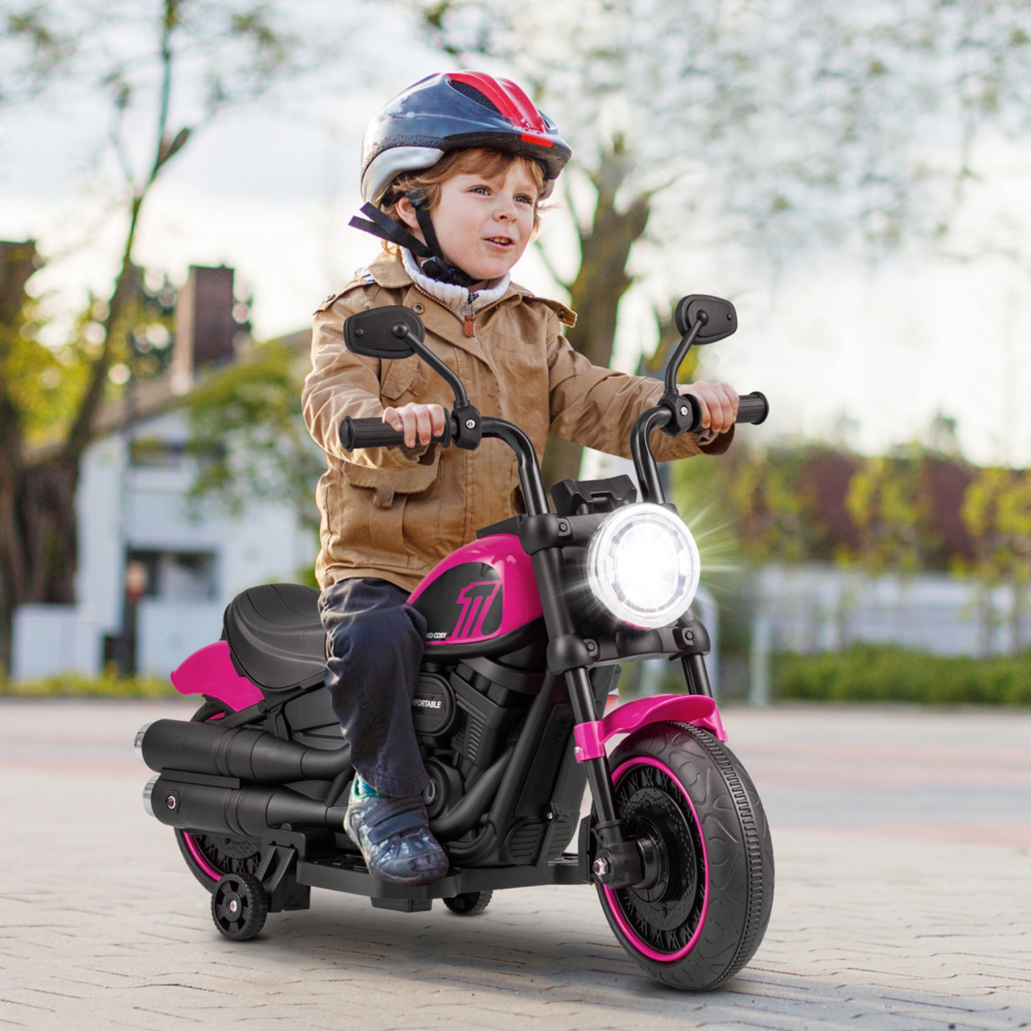 Moto électrique pour enfants 6&nbsp;V de Costway avec tableau de musique phares à DEL Training Wheels