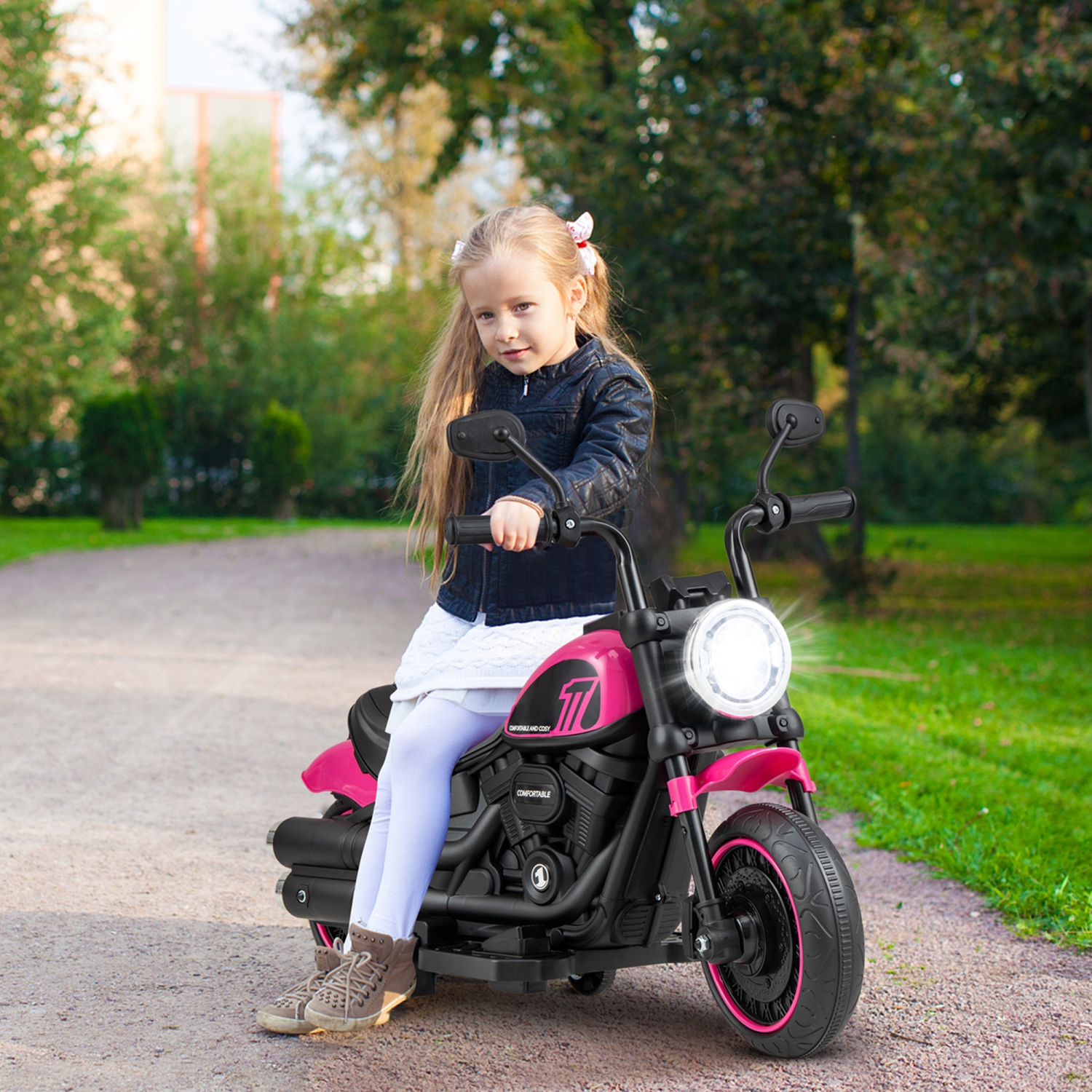 Moto électrique pour enfants 6&nbsp;V de Costway avec tableau de musique phares à DEL Training Wheels