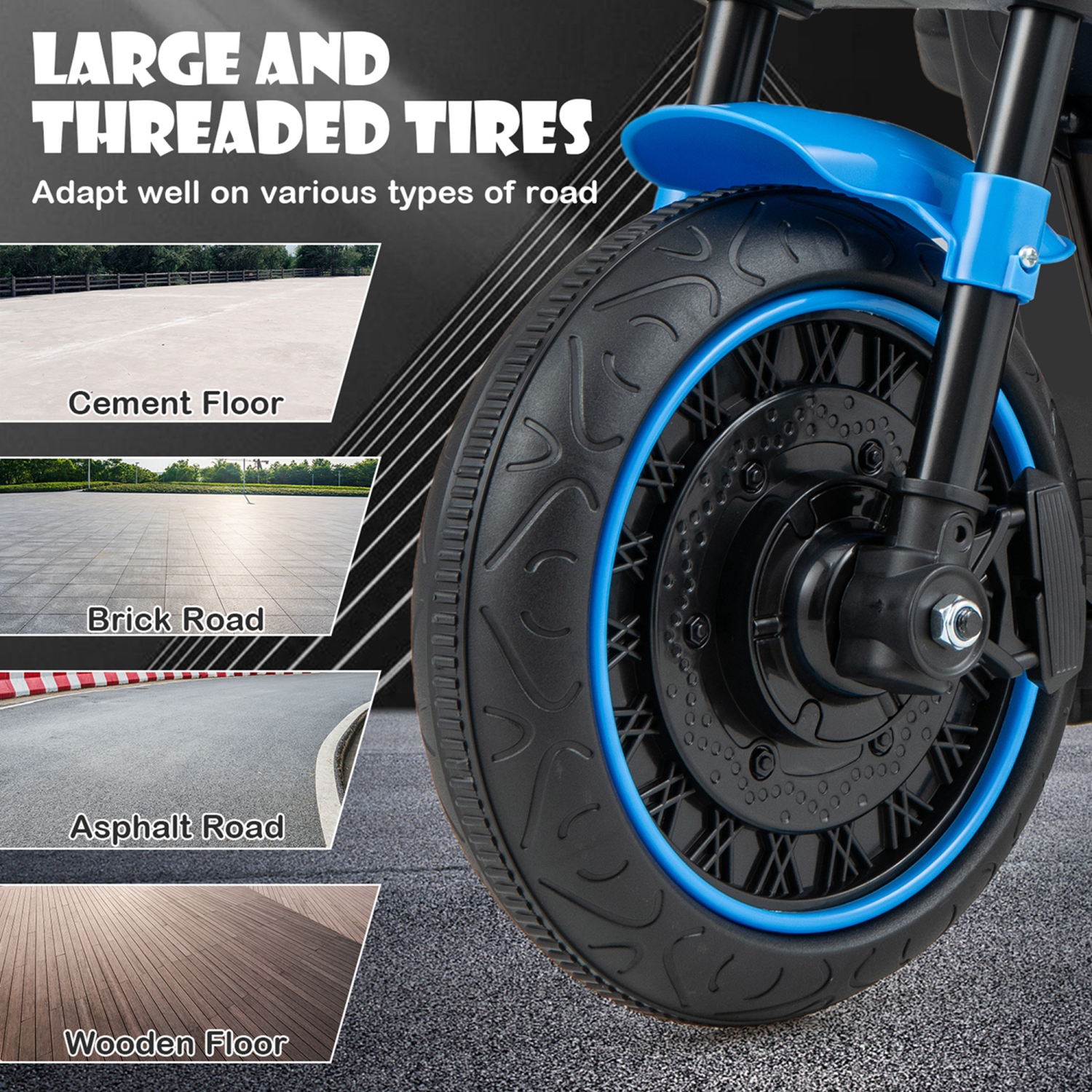 Moto électrique pour enfants 6 V de Costway avec tableau de musique phares à DEL Training Wheels