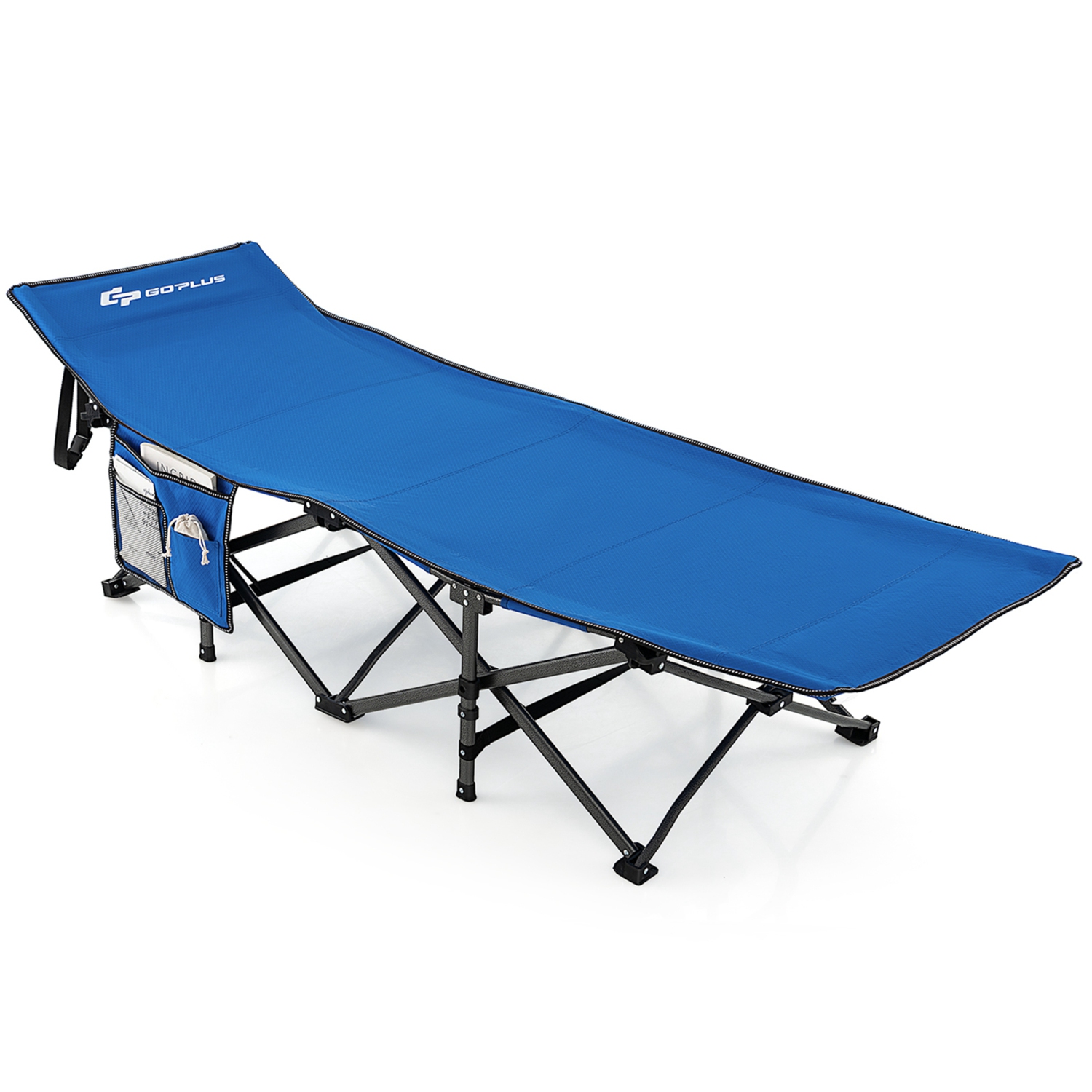 Lit de camp pliable large en acier robuste de Goplus pour l'intérieur et l'extérieur