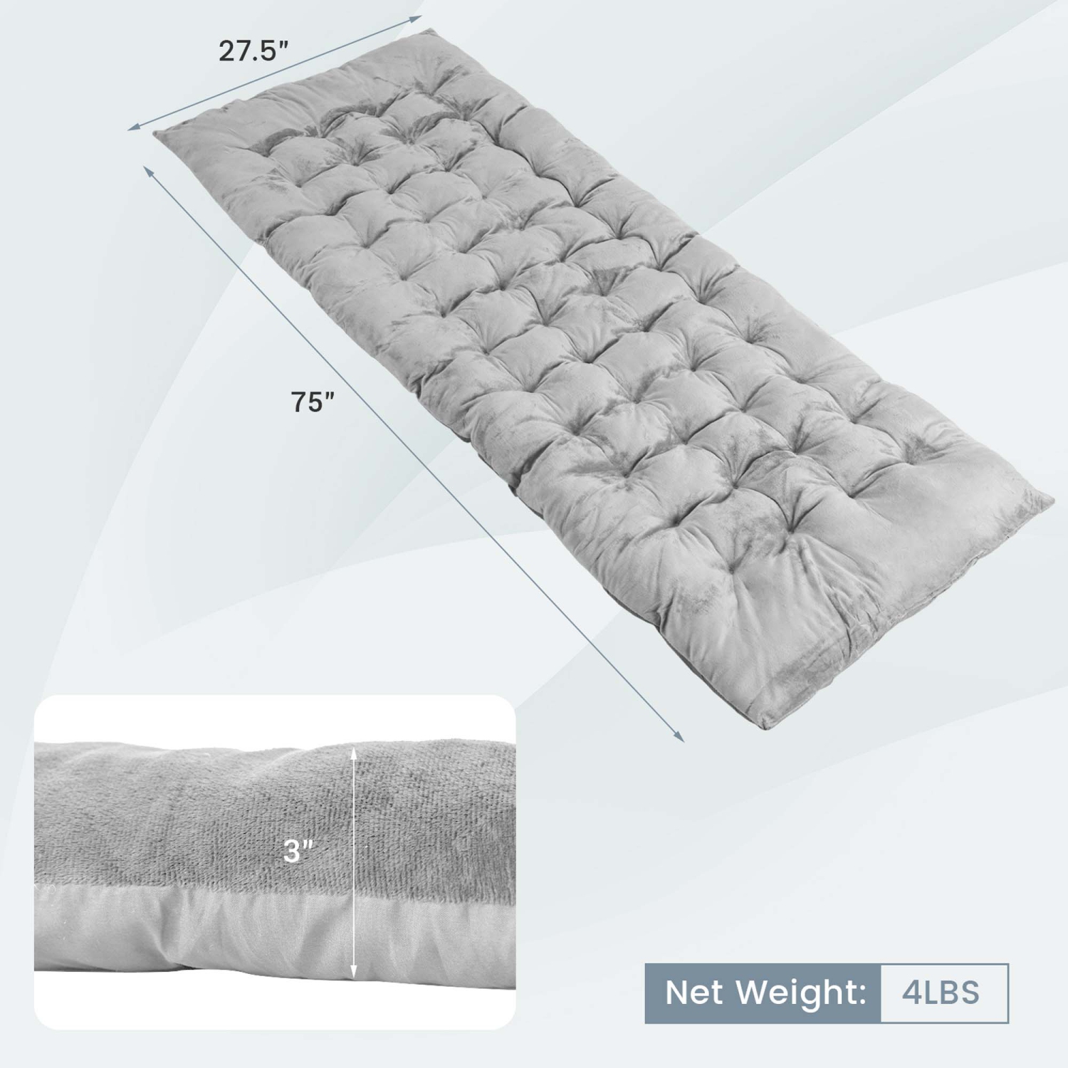 Costway Camping Cot Pad Sleeping Mattress Crystal Velvet Outdoor Lightweight Backpacking