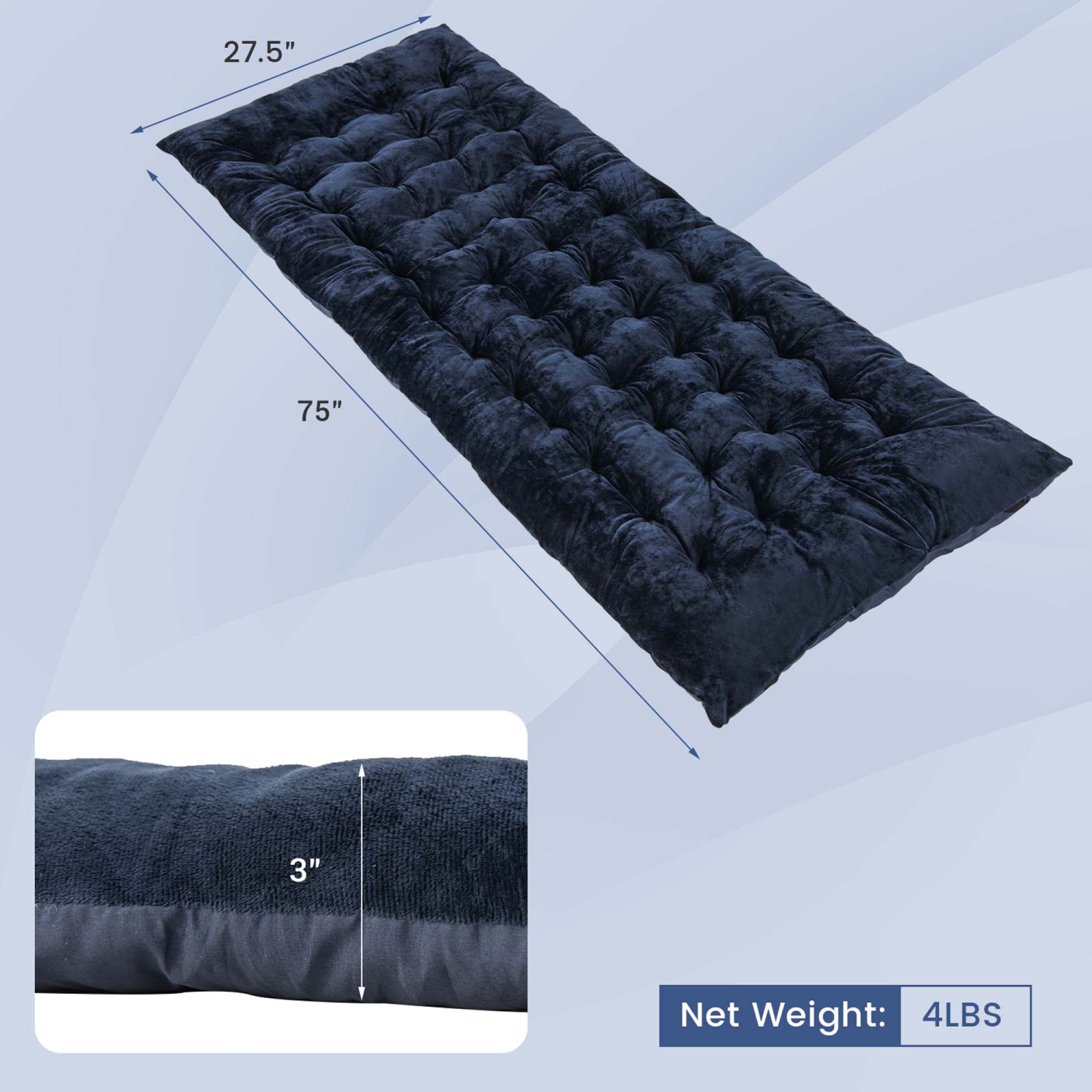 Costway Camping Cot Pad Sleeping Mattress Crystal Velvet Outdoor Lightweight Backpacking