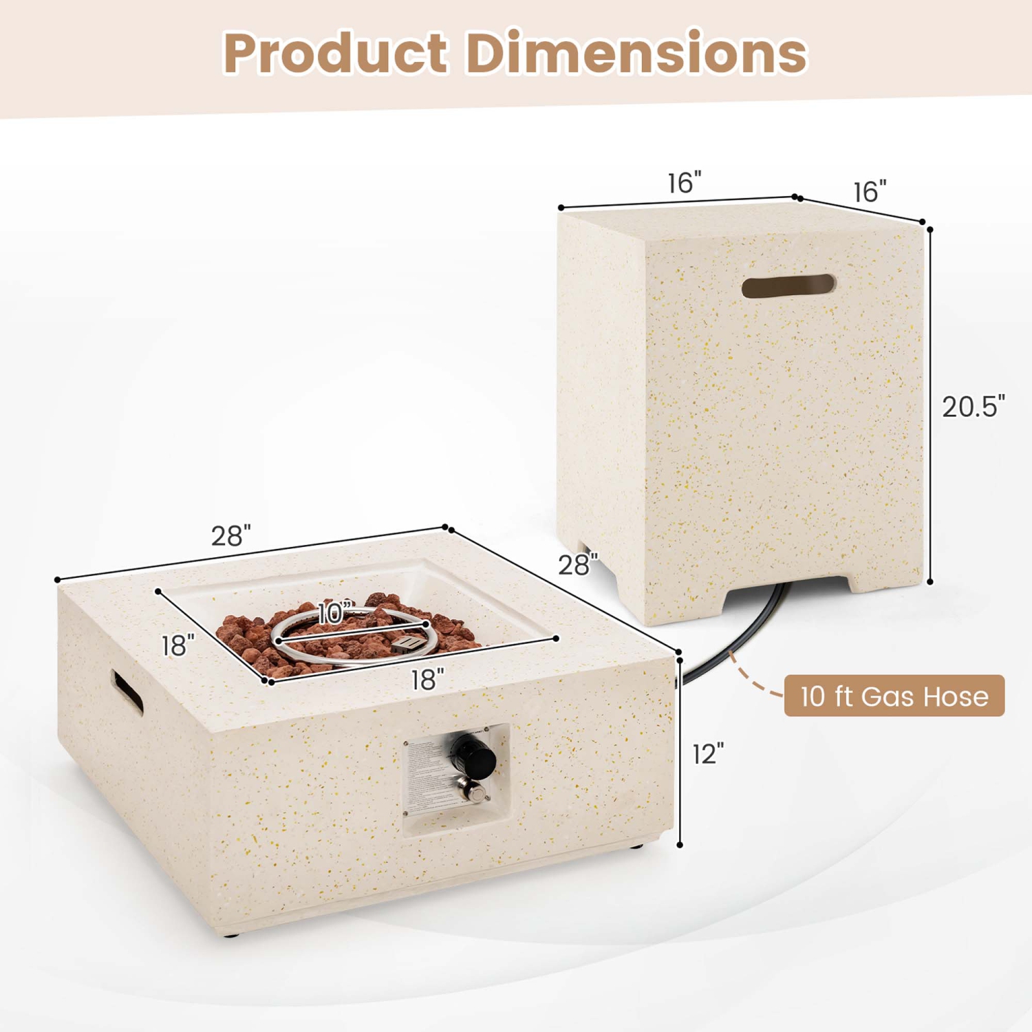 Costway 28" Patio Propane Fire Pit Table w/Hideaway Tank Holder Outdoor Gas Fire Table