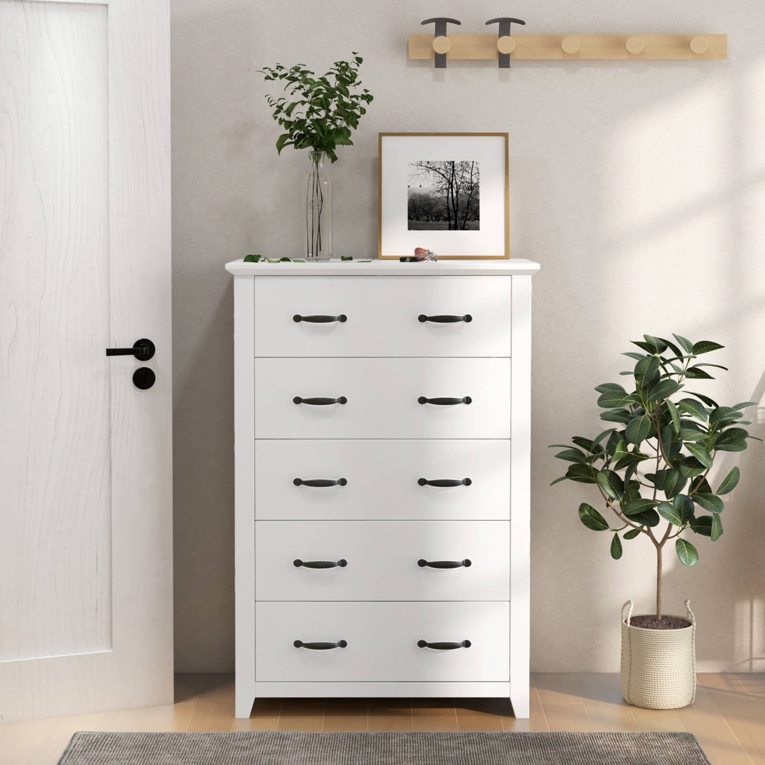 Commode à 5 tiroirs avec rangement de Costway pour chambre à coucher