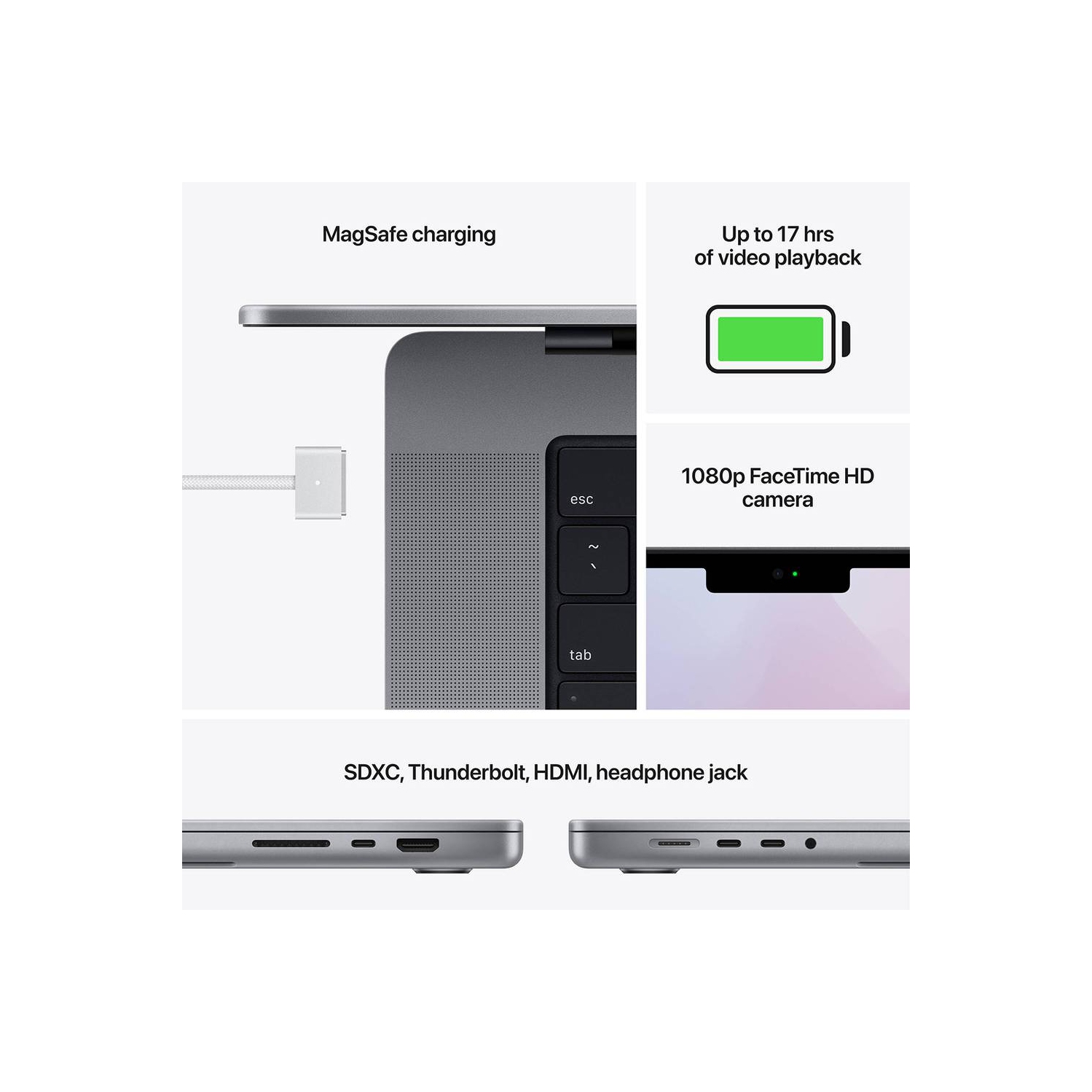 Remis à neuf - MacBook Pro 14 po d'Apple (2021) - Gris cosmique, écran Liquid Retina XDR de 14 po, processeur M1 Pro, 16&nbsp;Go, disque SSD