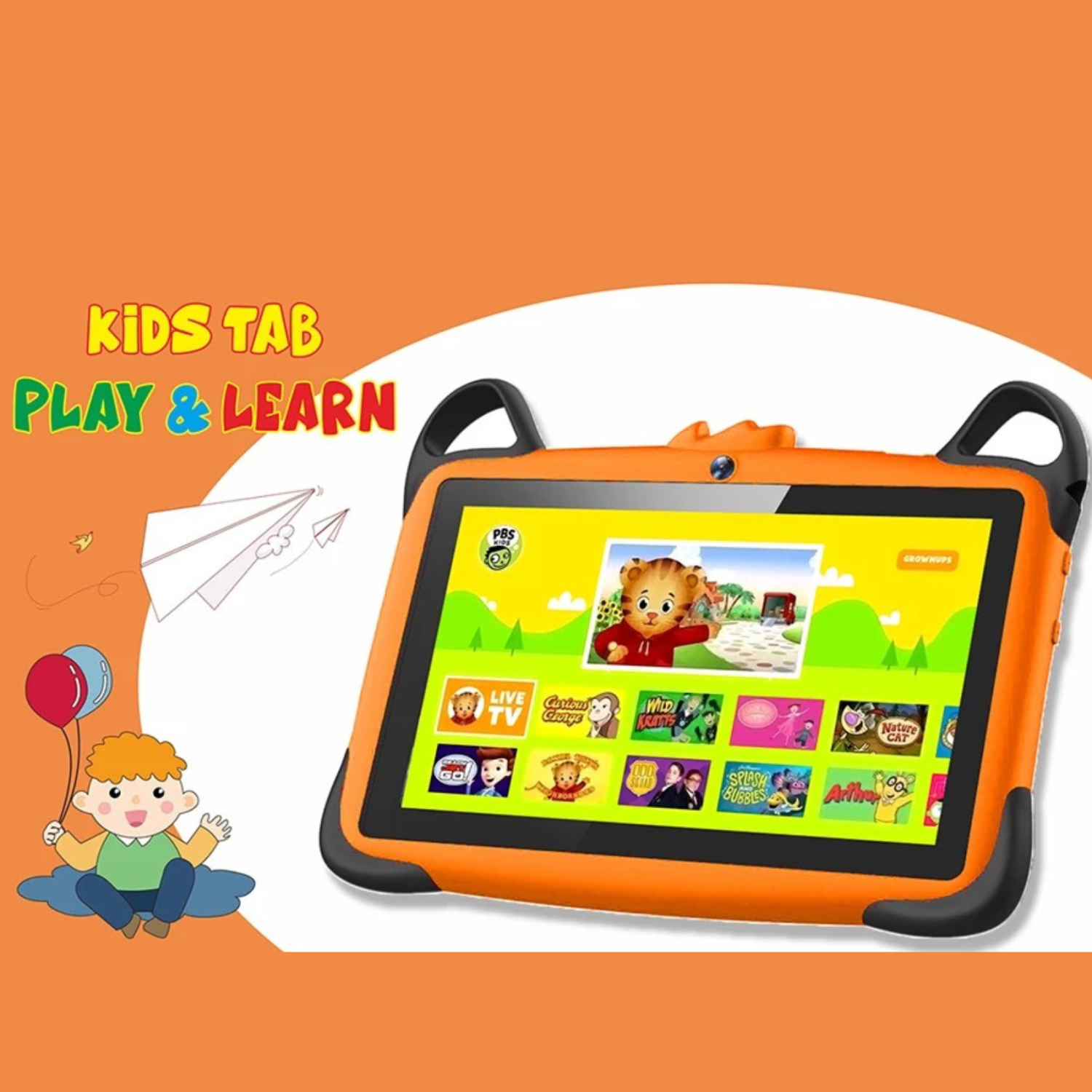 TUTT K7 Drop-Resistant Eva Case Shell HD 7” Kid’s Learning Educational Tablet 8GB Memory Android Dual Camera Parental Control Kid Tablet