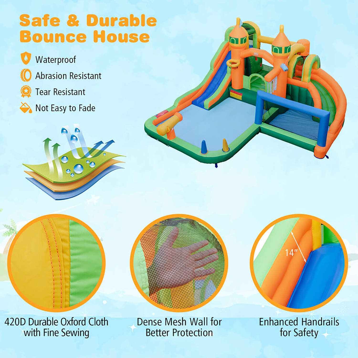 Gymax Kids Inflatable Water Slide Park w/ Splash Pools Wet Dry Combo Blower Excluded