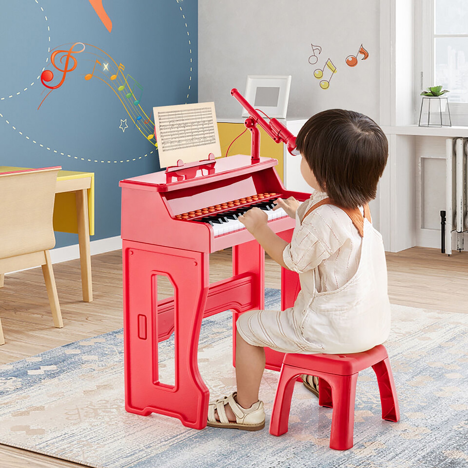Gymax 37-Key Music Piano Keyboard Kids Learning Toy Instrument w/ Microphone