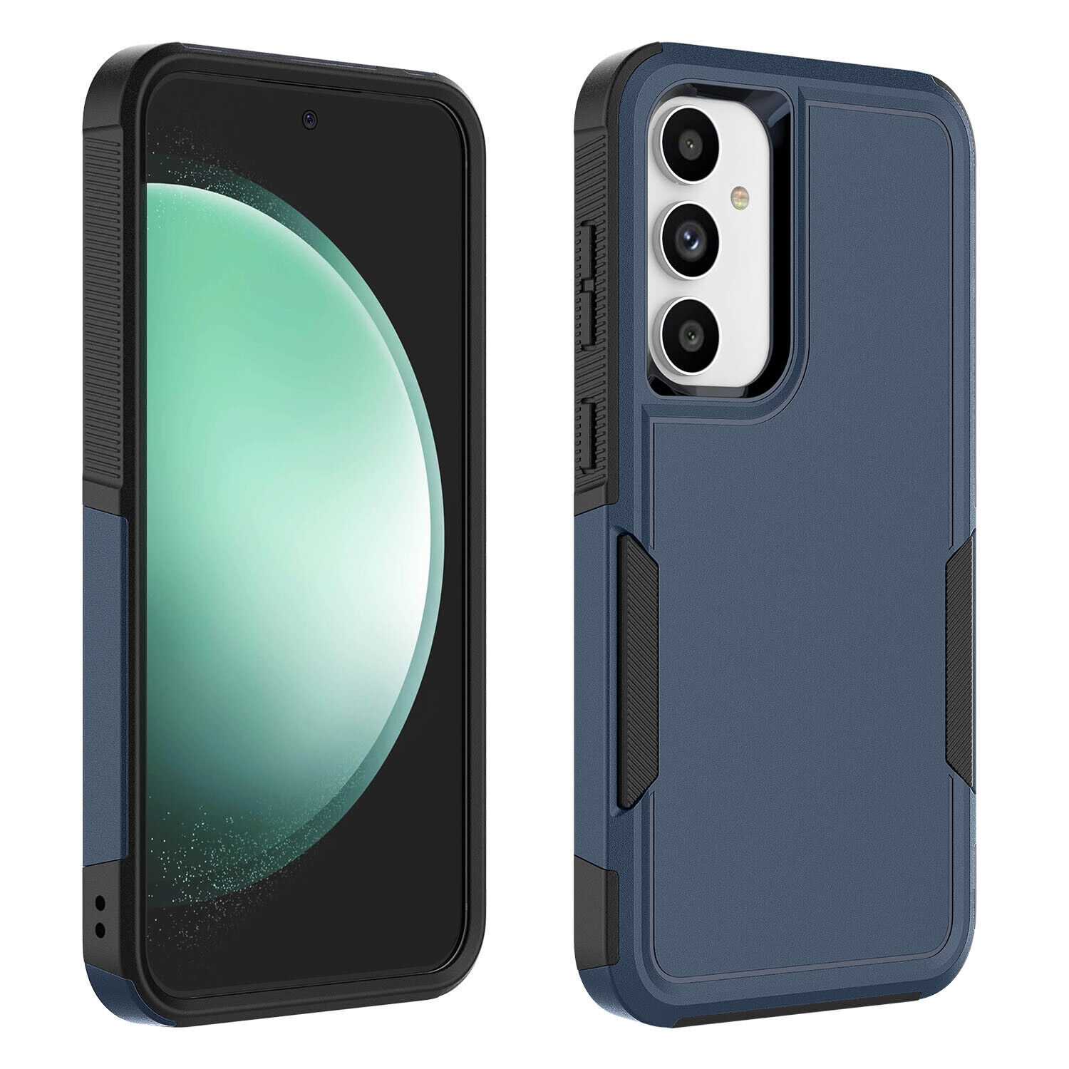 [CS] Étui rigide double couche robuste en caoutchouc avec pare-chocs pour Samsung Galaxy S25 Plus/S24 Plus, bleu marine