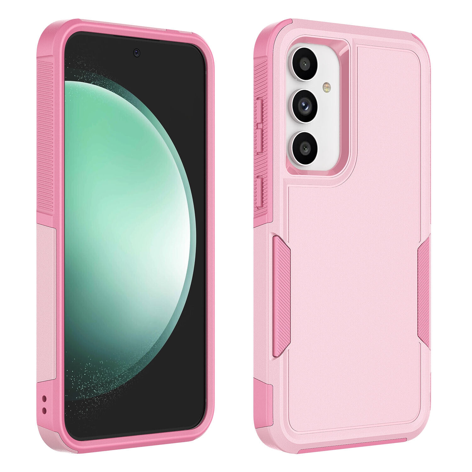 [CS] Étui rigide robuste en caoutchouc à double couche pour Samsung Galaxy S25 Plus/S24 Plus, rose pâle