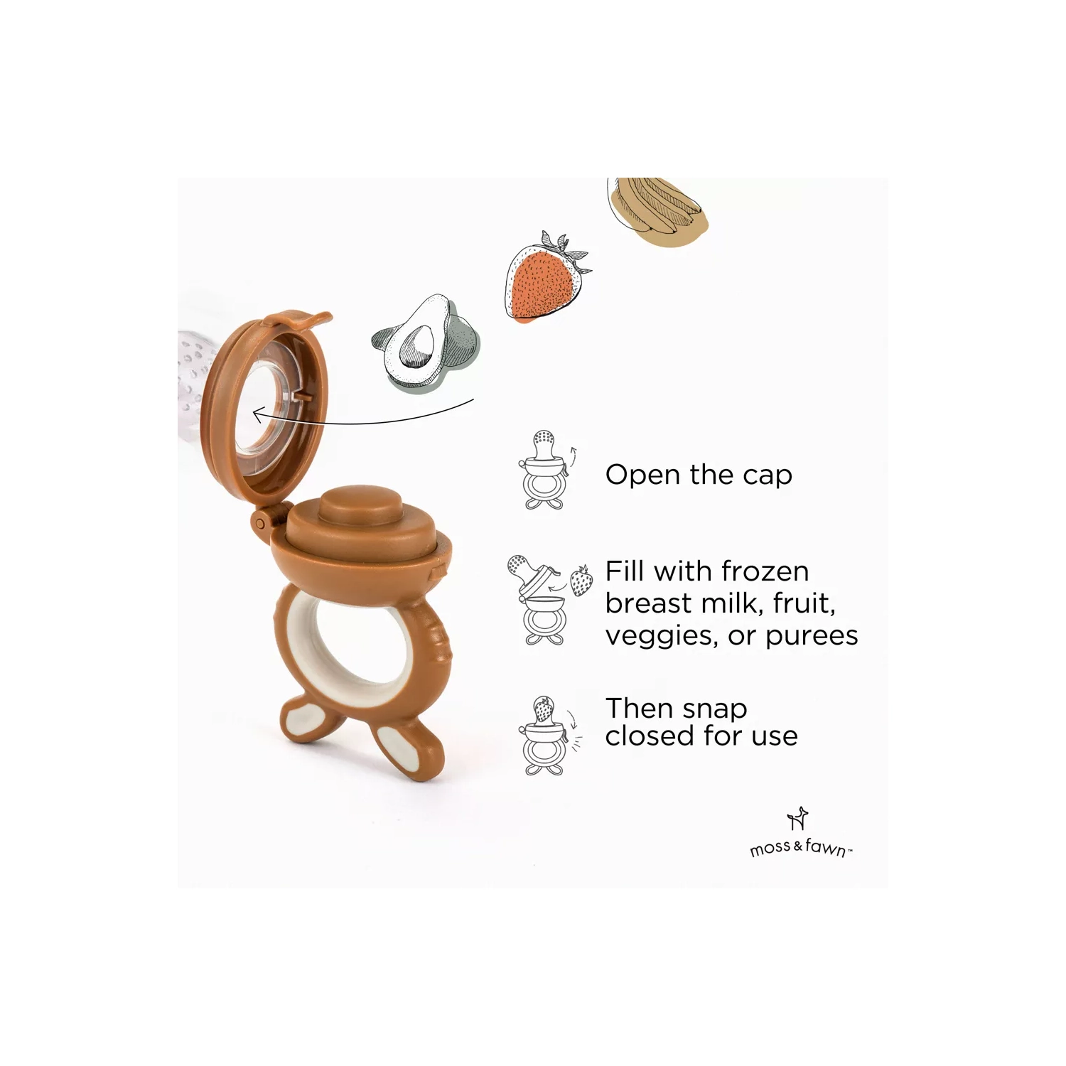 Moss and Fawn Silicone Forage Feeder - foliage