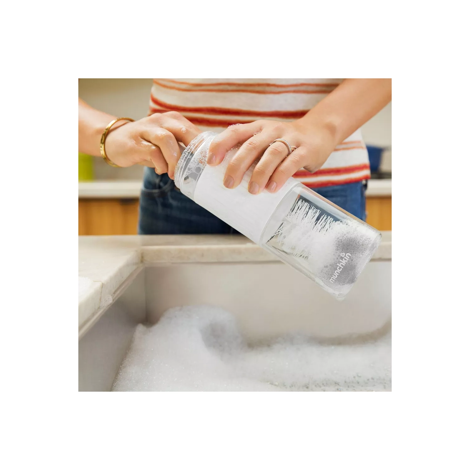 Brosse à biberon spongieuse de Munchkin - Gris