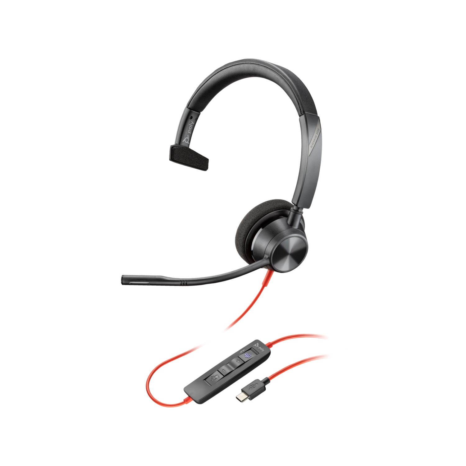 HP Poly Blackwire 3310 On-Ear Noise Cancelling Headset - USB-C-Black-MICROSOFT TEAMS CERTIFIED