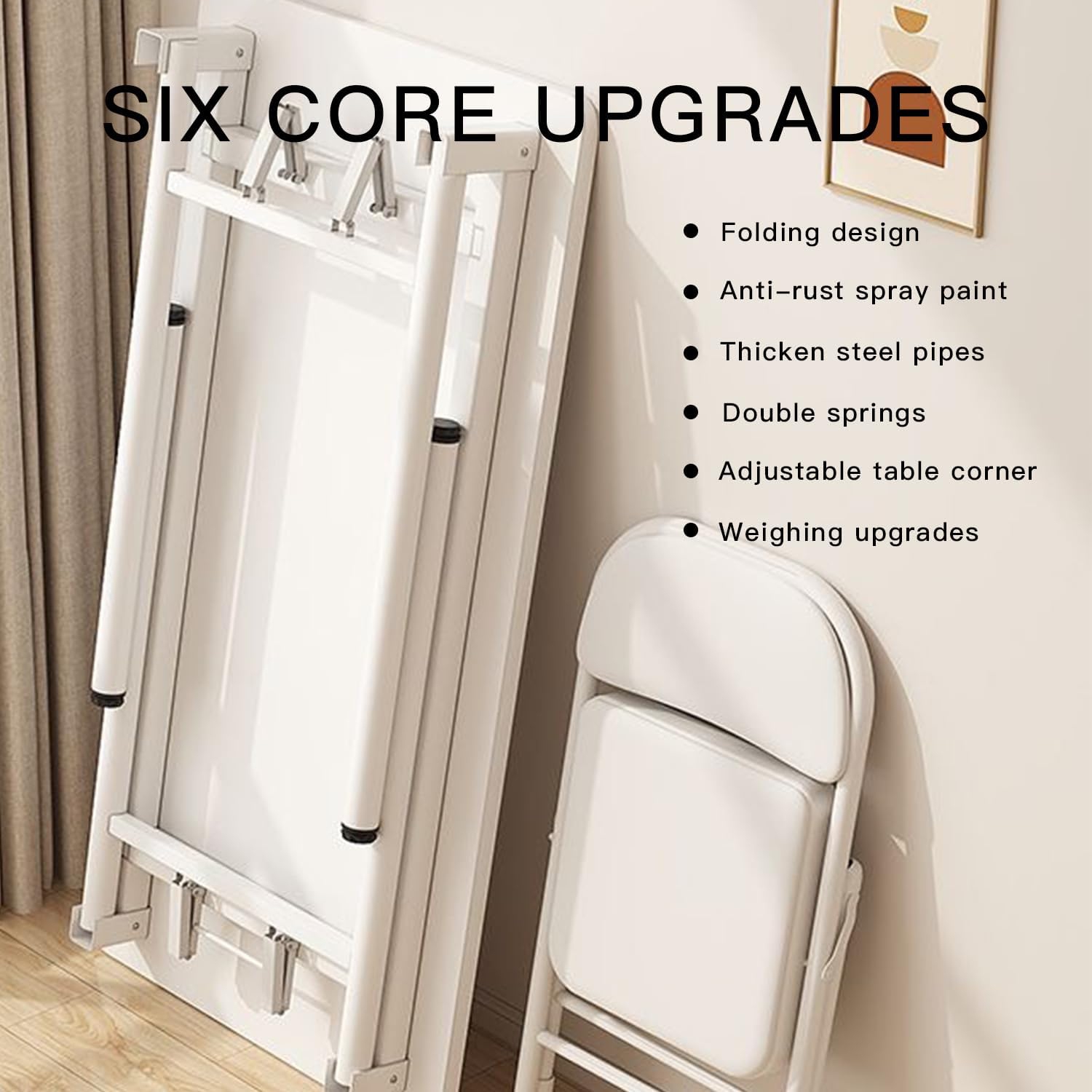 Folding Computer Desk Modern Style Office Desk Simple Style PC Table- Writing Computer Desk Space Saving Foldable Table White L