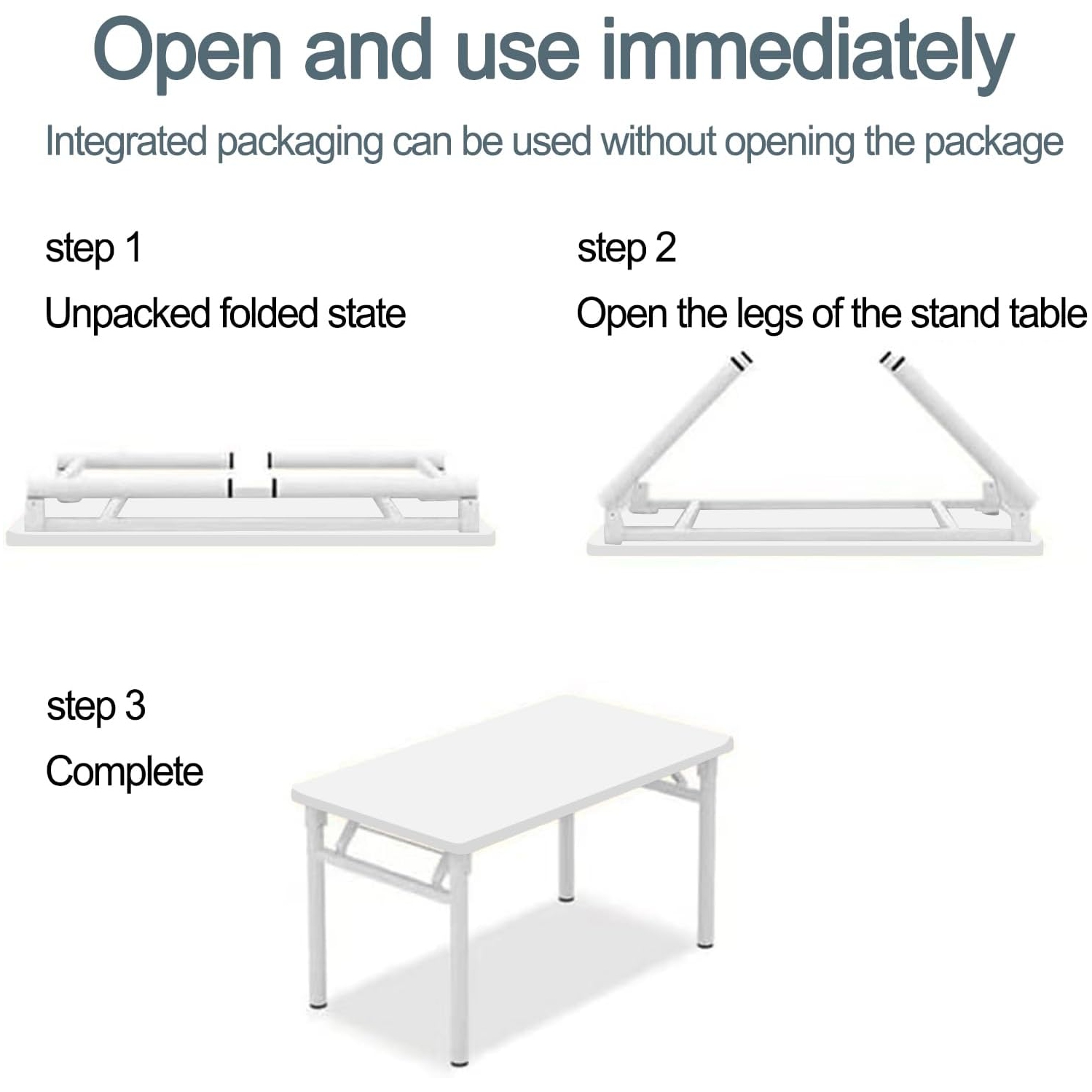 Folding Computer Desk Modern Style Office Desk Simple Style PC Table- Writing Computer Desk Space Saving Foldable Table White L