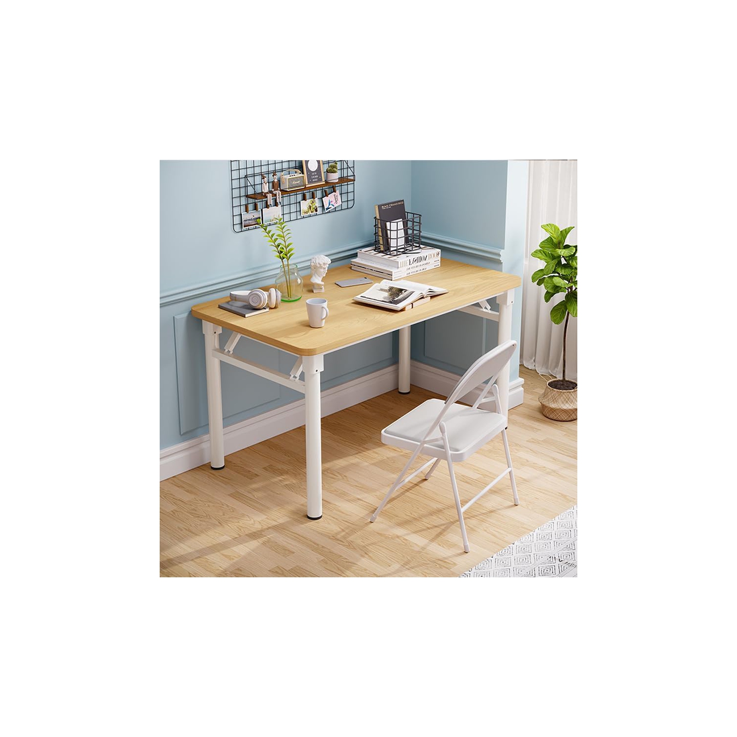 Bureau d'ordinateur pliant de style moderne, bureau de bureau, style simple, table d'ordinateur, bureau d'ordinateur, table pliable, naturel, M